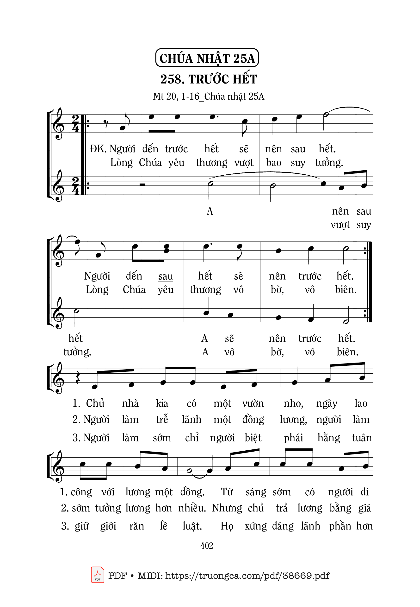 Page 1 of Sheet music PDF Trước Hết - Mi Trầm
