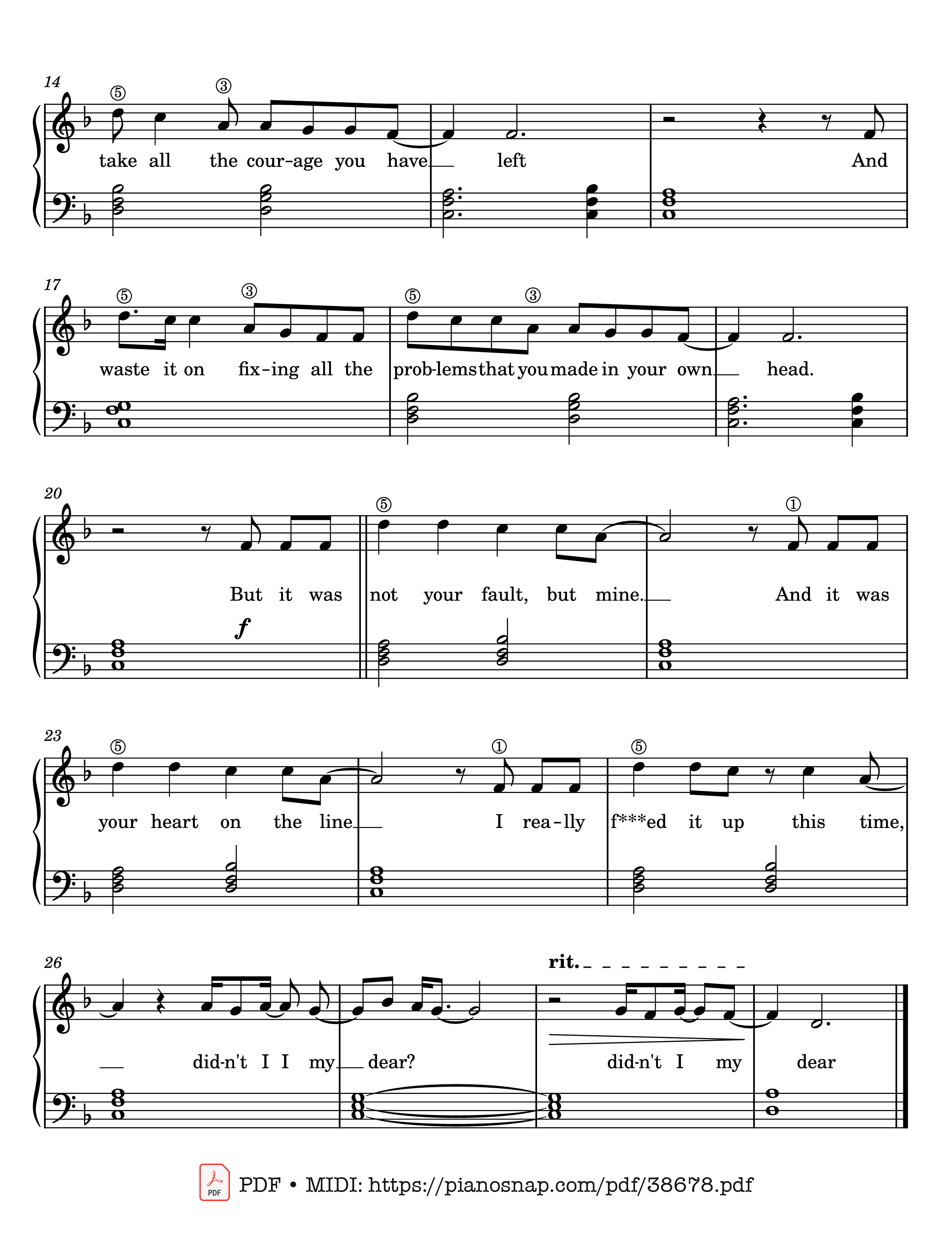 Page 2 of Sheet music PDF Piano Little lion man - Mumford & Sons - Easy Piano - Mumford & Sons