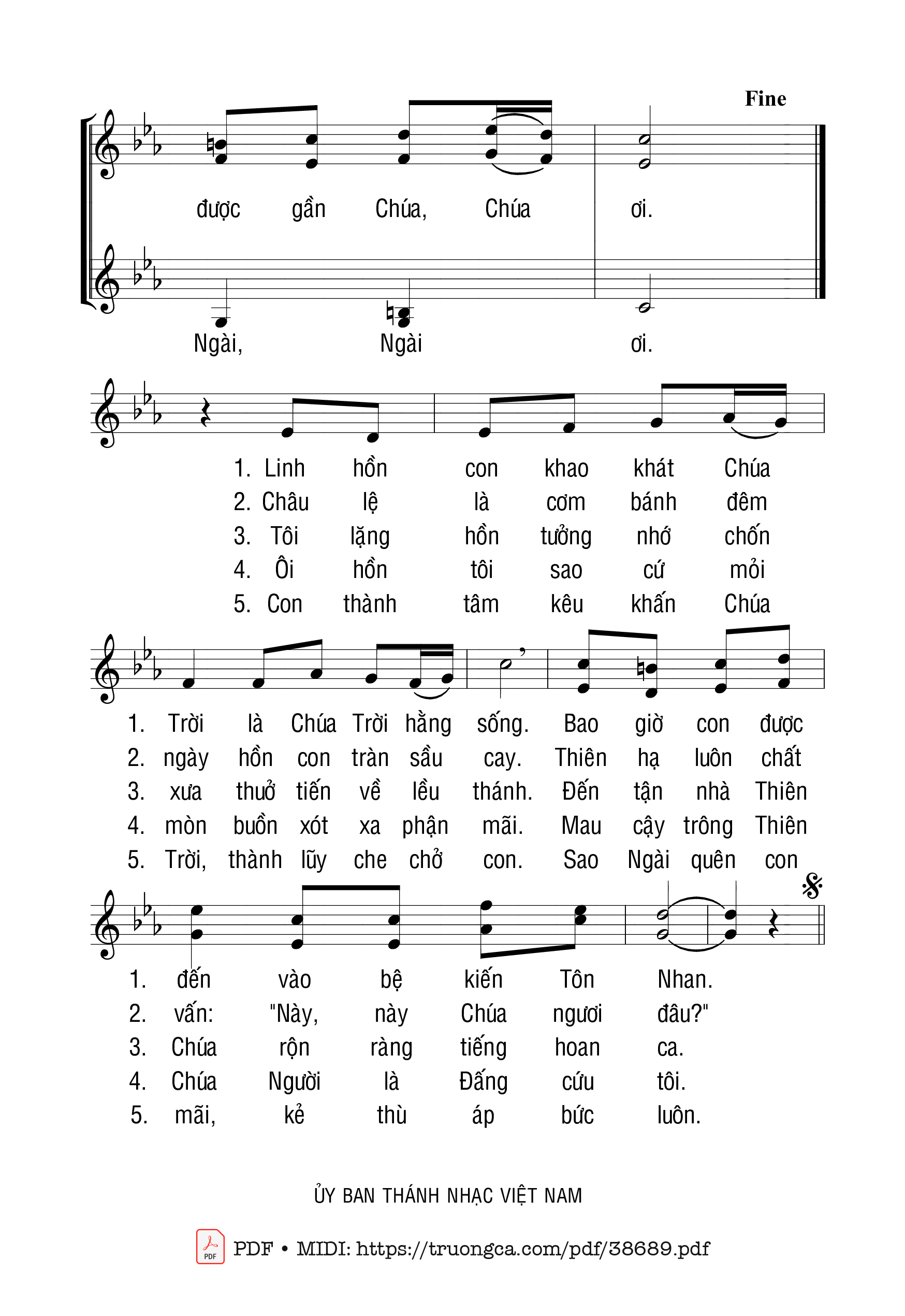 Page 2 of Sheet music PDF Thánh Vịnh 41, Như Nai Rừng - Cung Thương