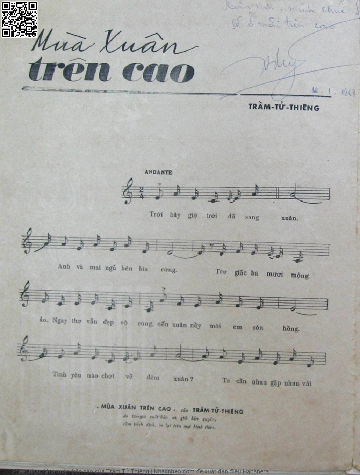 Page 2 of Sheet music PDF Mùa xuân trên cao - Trầm Tử Thiêng
