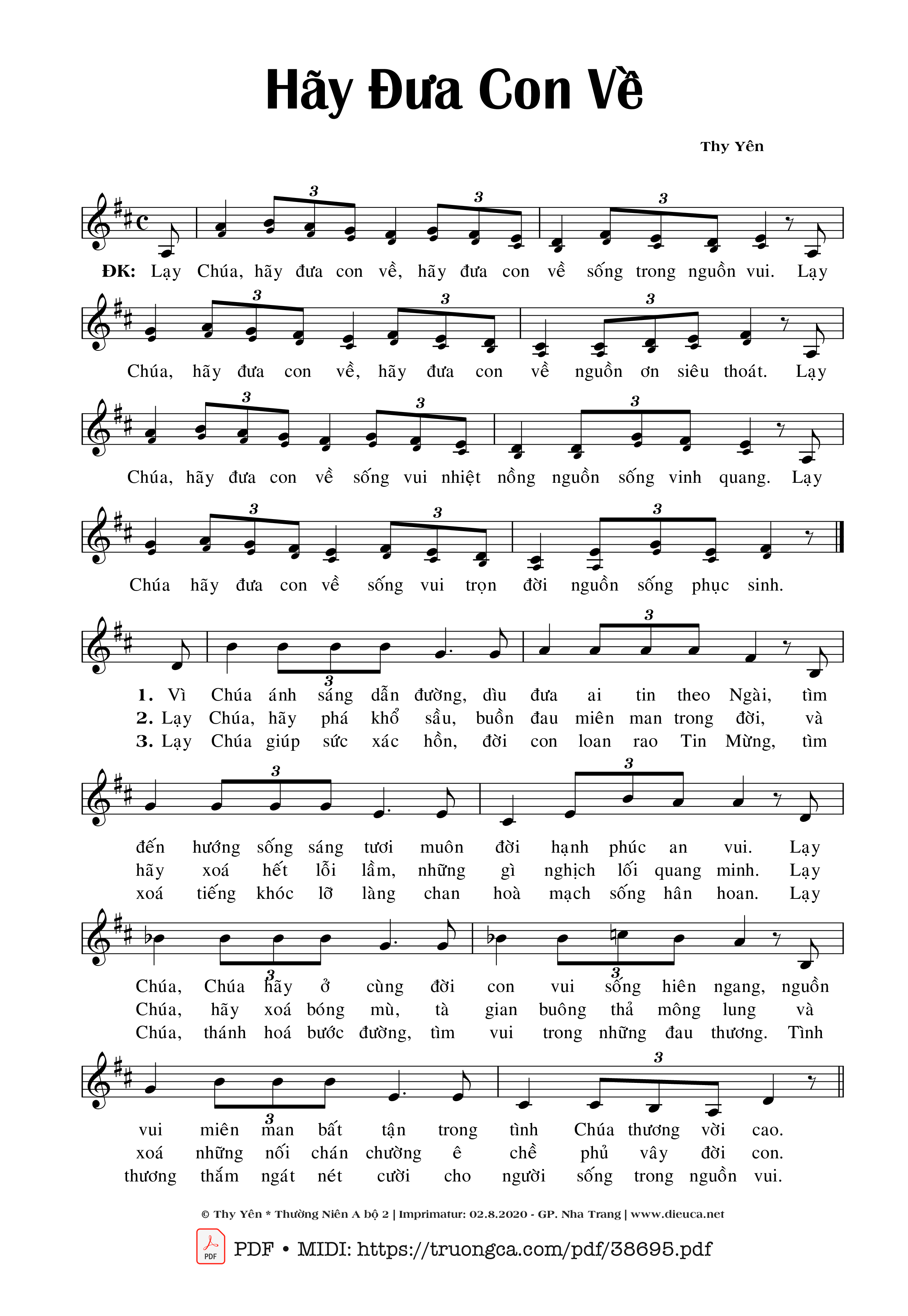 Page 1 of Sheet music PDF Hãy Đưa Con Về - Thy Yên