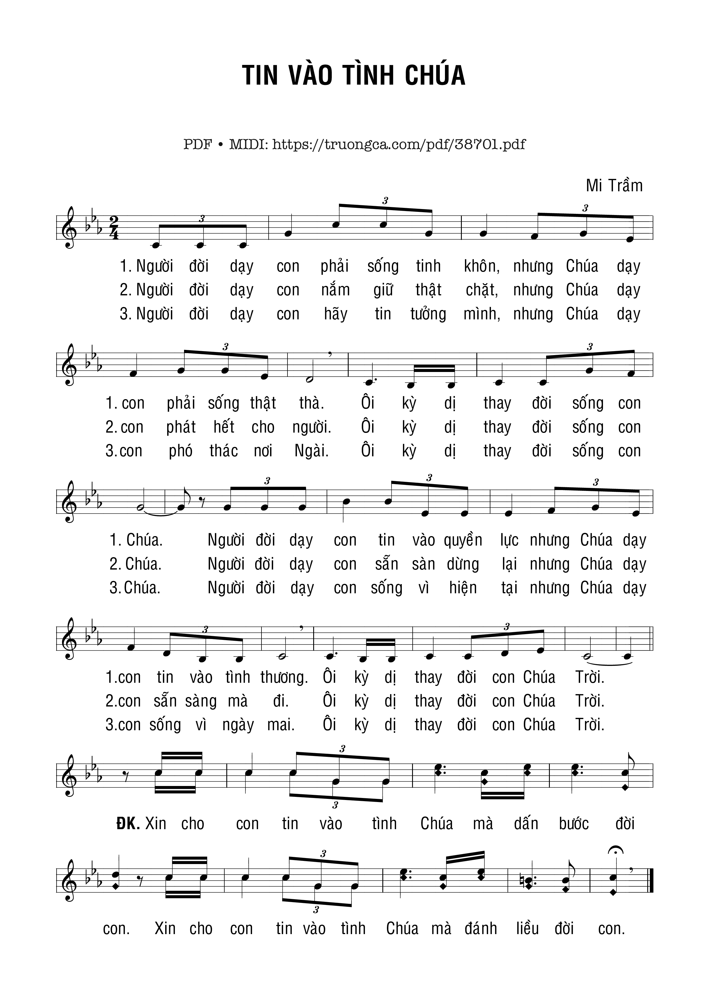 Page 1 of Sheet music PDF Tin Vào Tình Chúa - Mi Trầm