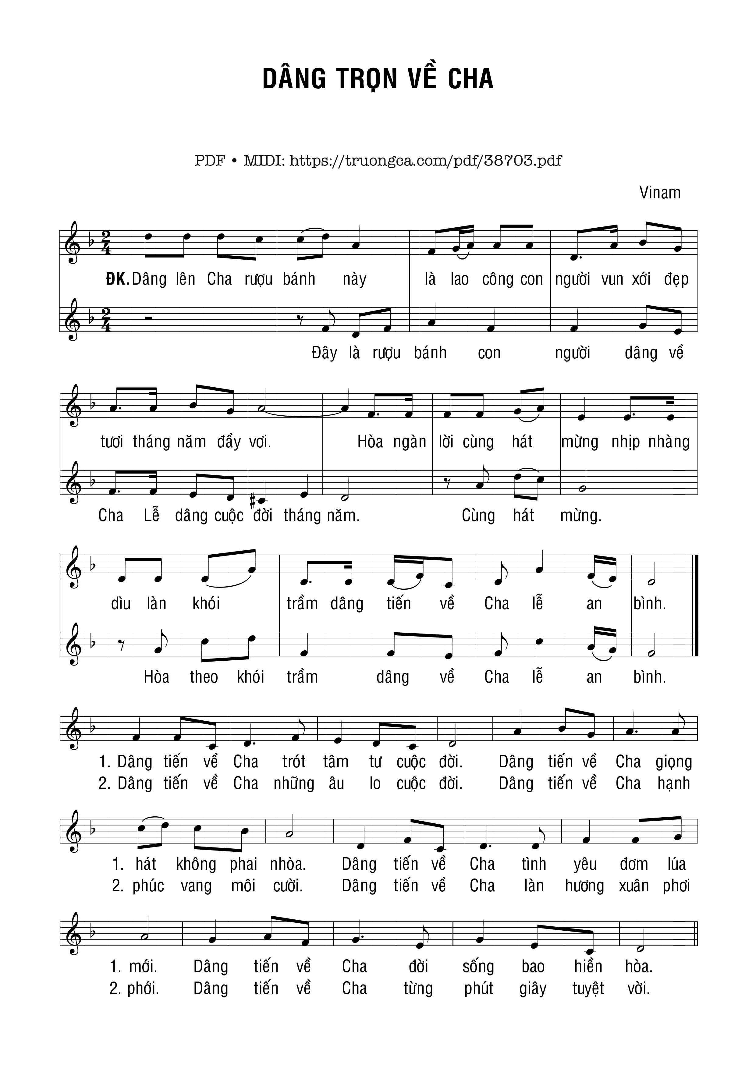 Page 1 of Sheet music PDF Dâng Trọn Về Cha -  Vinam