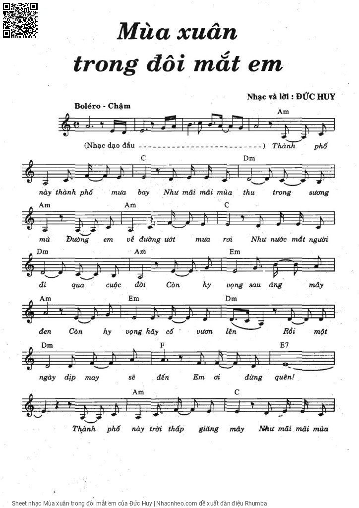 Sheet PDF of Mùa xuân trong đôi mắt em