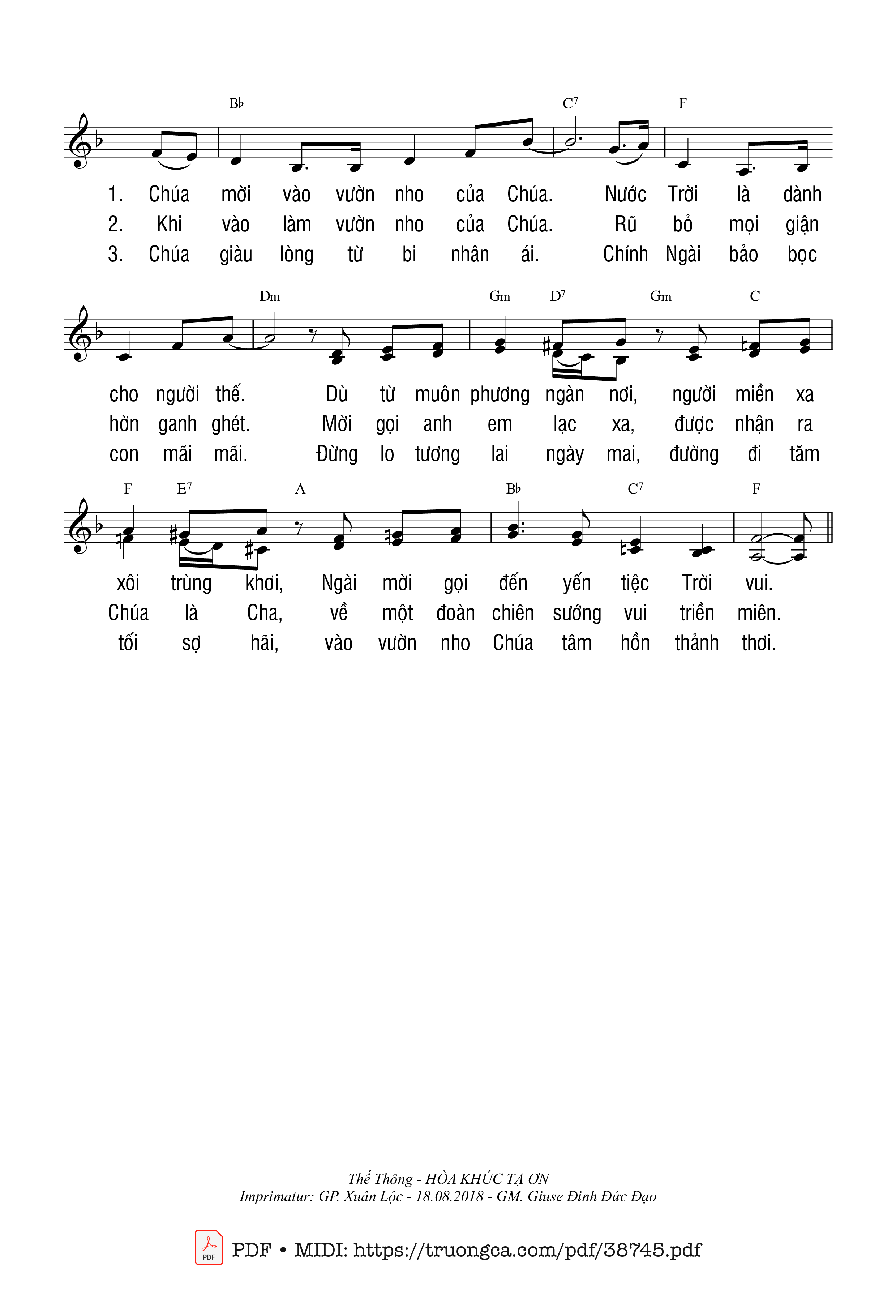 Page 2 of Sheet music PDF Vườn Nho Của Chúa - Thế Thông