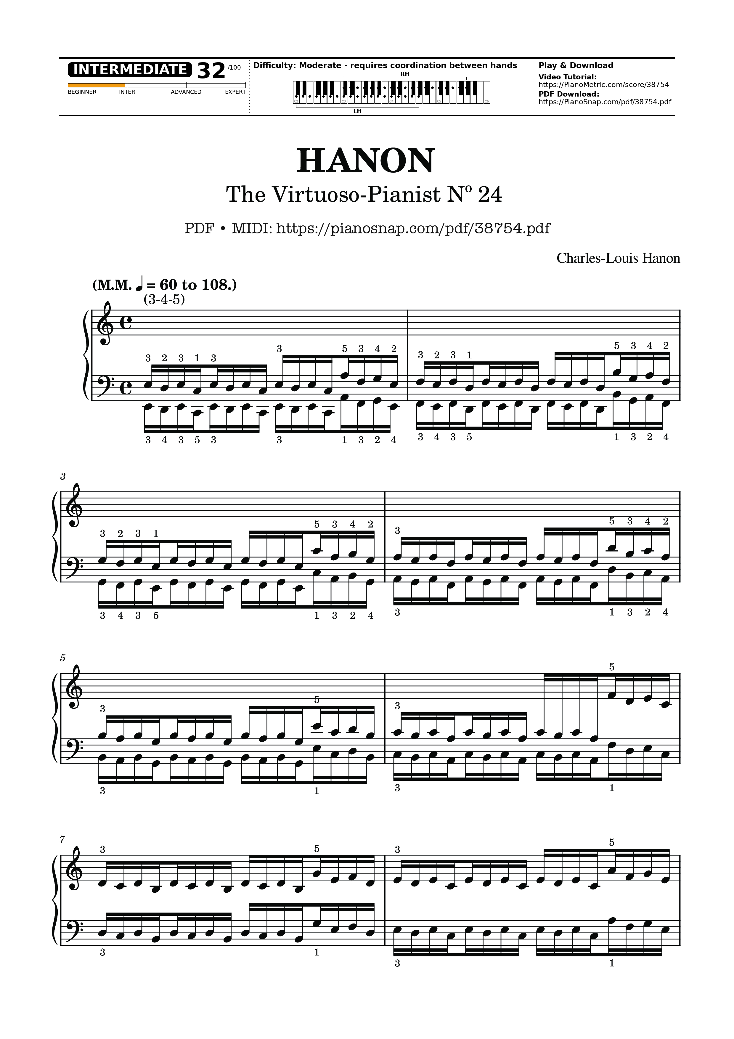 Page 1 of Sheet music PDF Piano Hanon - The Virtuoso Pianist No. 24 - Charles-Louis Hanon
