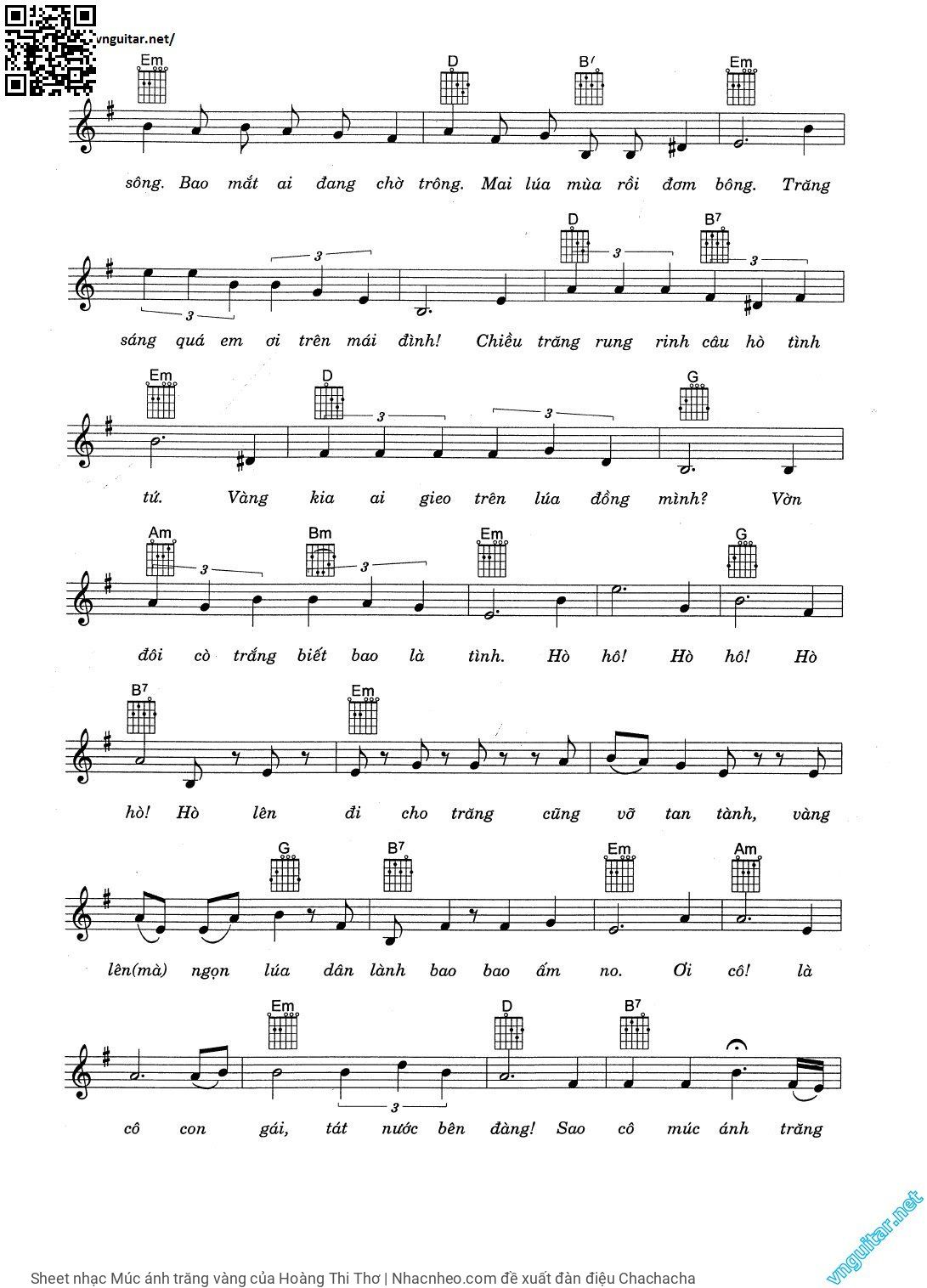 Page 2 of Sheet music PDF Múc ánh trăng vàng - Hoàng Thi Thơ