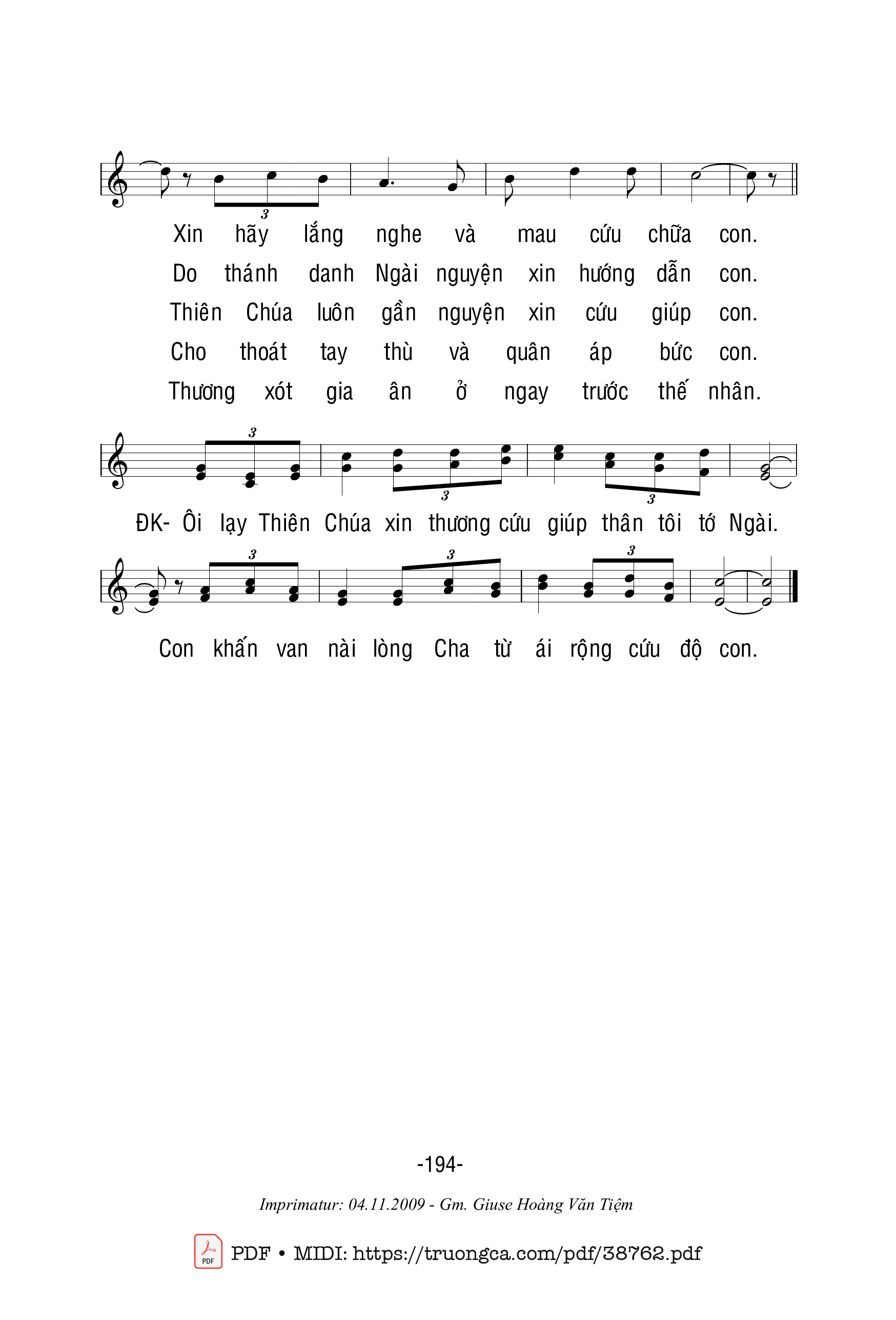 Ôi lạy Thiên Chúa xin thương cứu giúp thân tôi tớ Ngài, Trang 2
