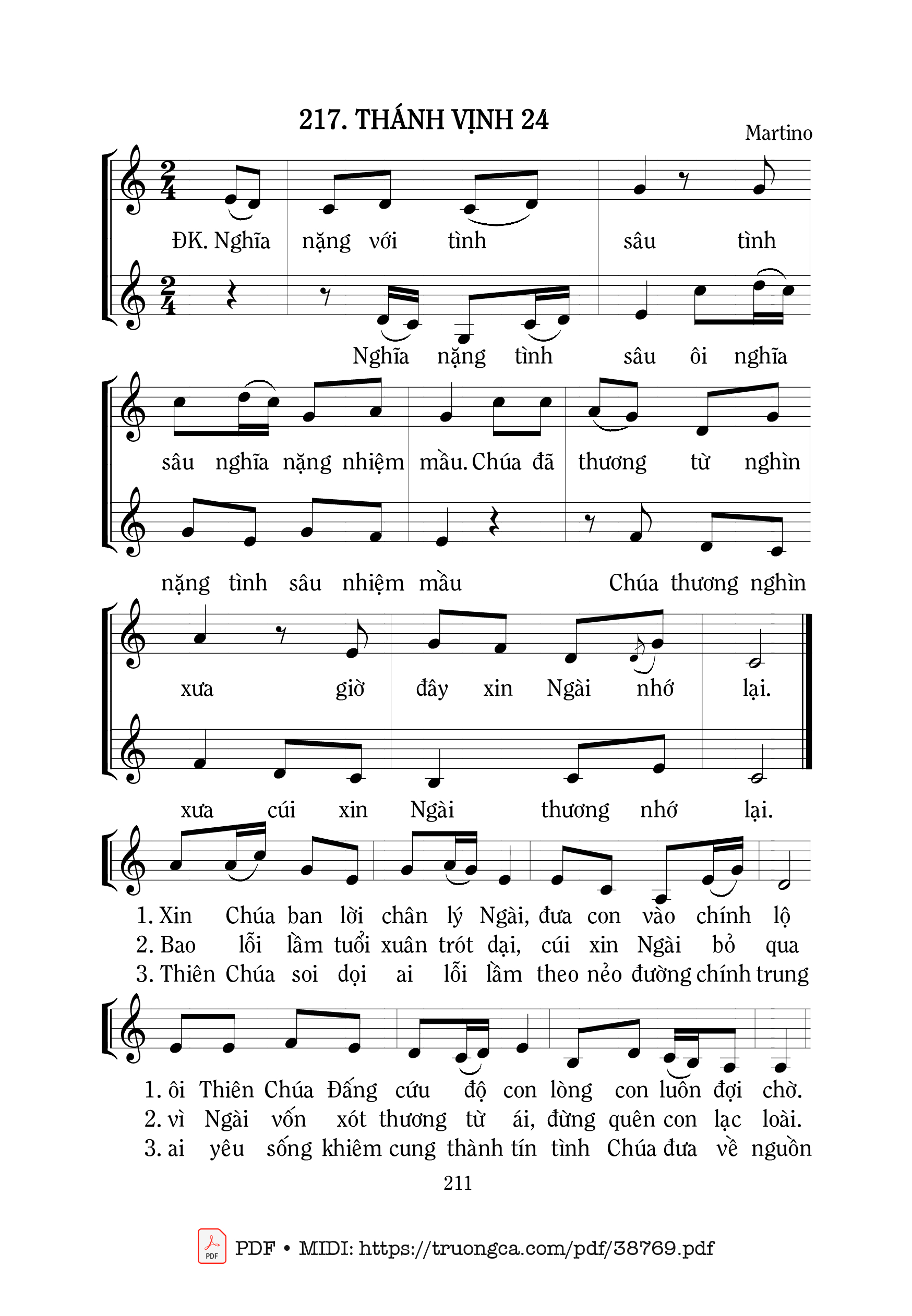 Page 1 of Sheet music PDF Thánh Vịnh 24, Chúa Nhật 26A Thường Niên -  Martino