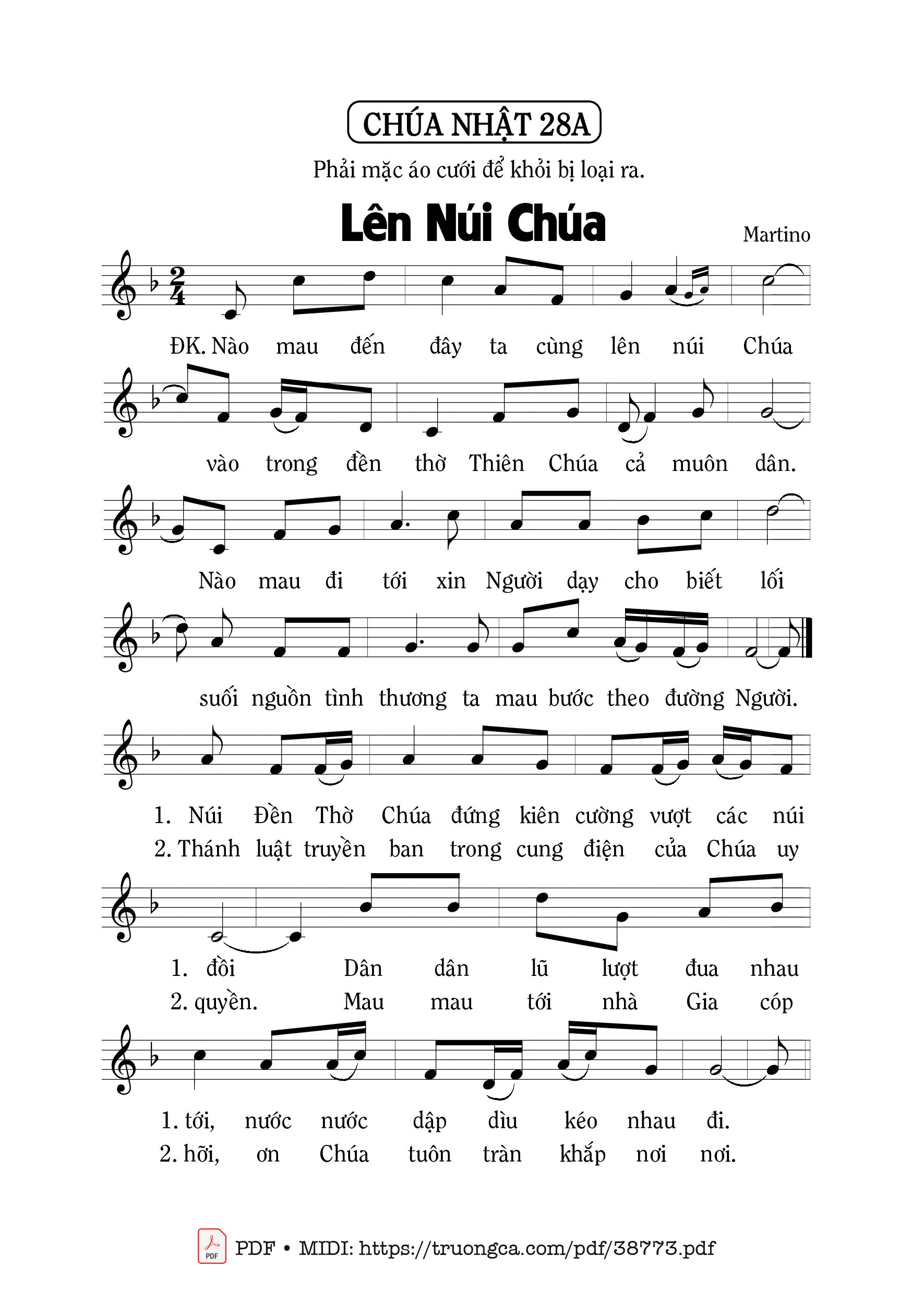 Page 1 of Sheet music PDF Lên Núi Chúa - Martino