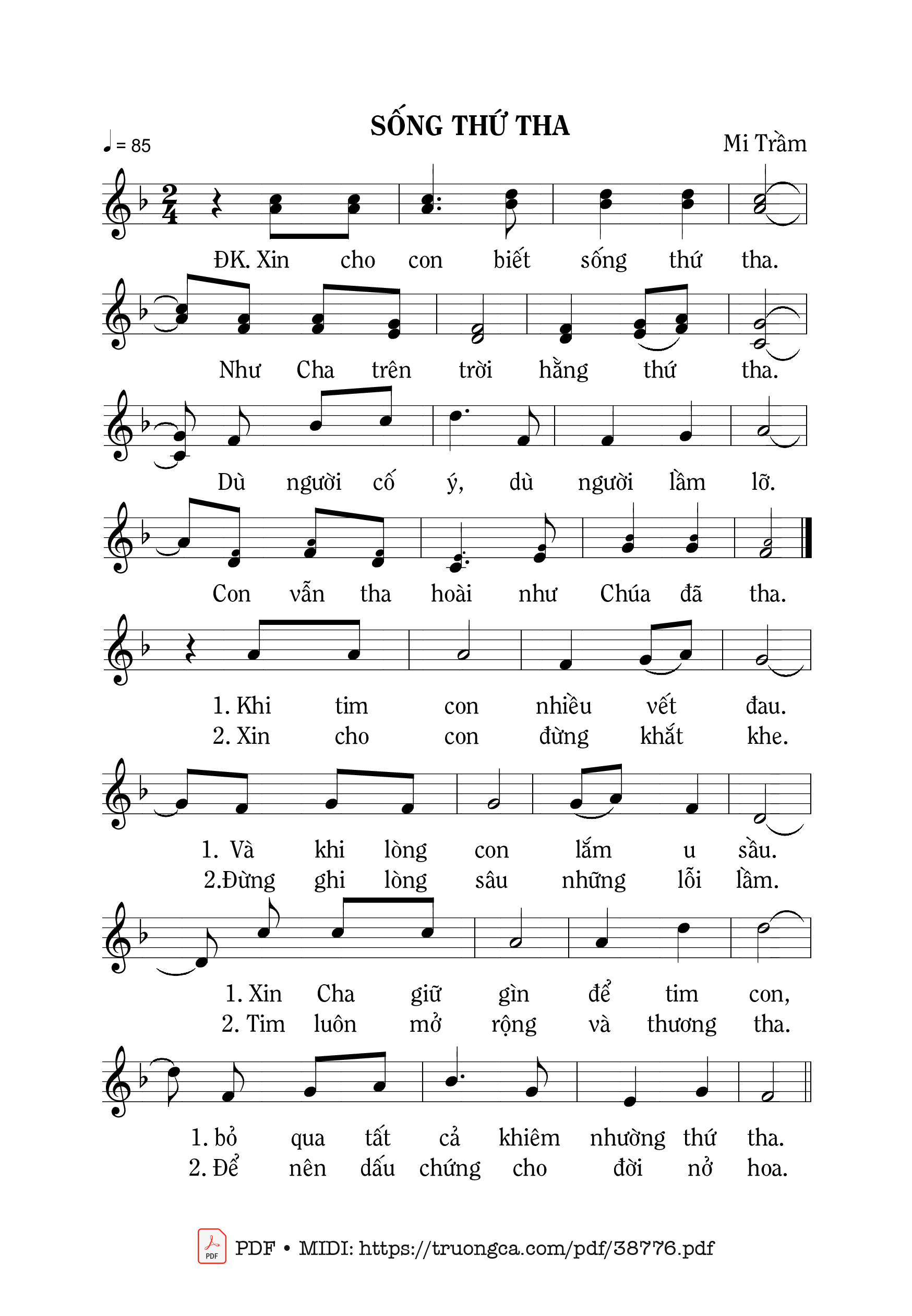 Page 1 of Sheet music PDF Sống Thứ Tha - Mi Trầm