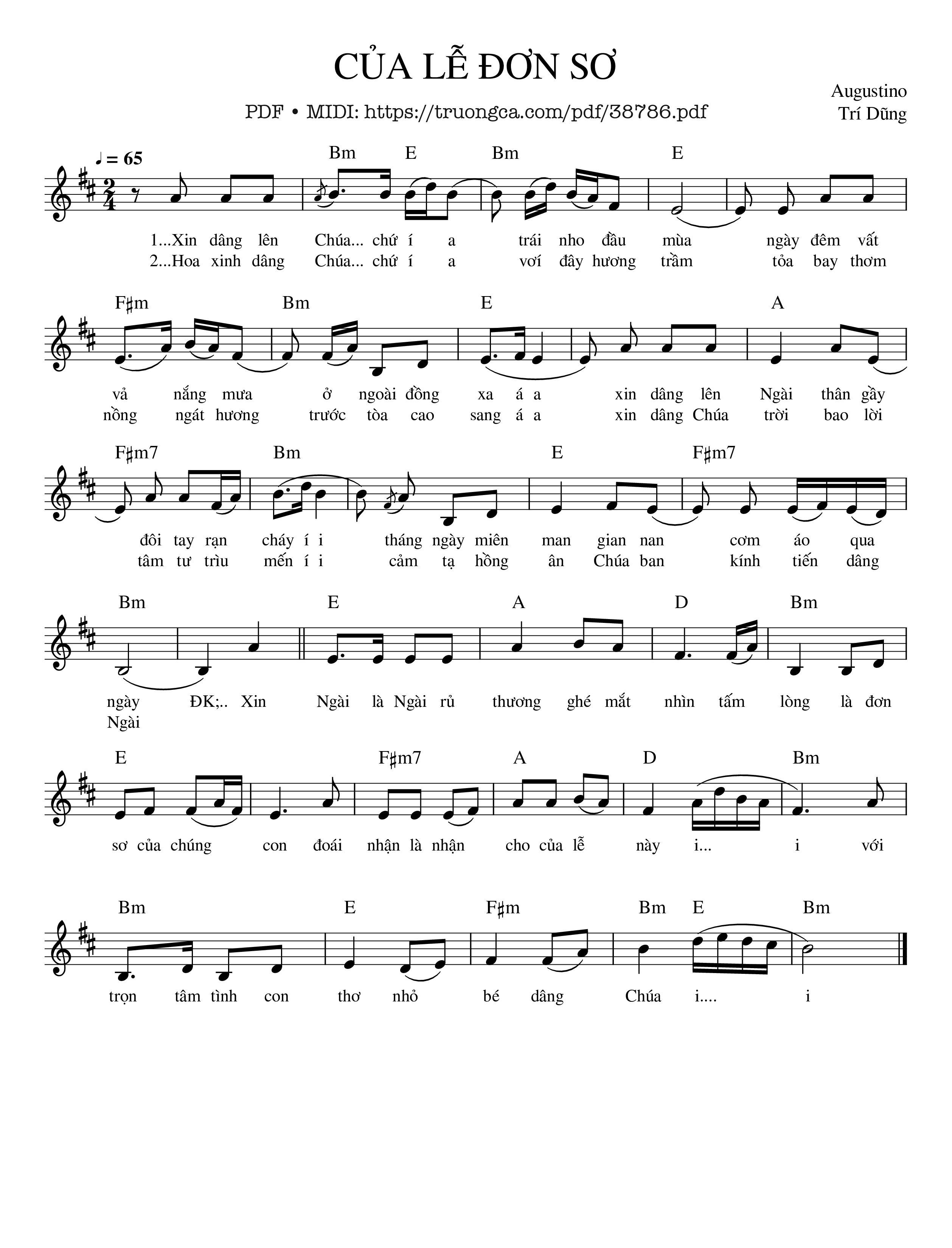 Page 1 of Sheet music PDF Của Lễ Đơn Sơ - Augustino Trí Dũng