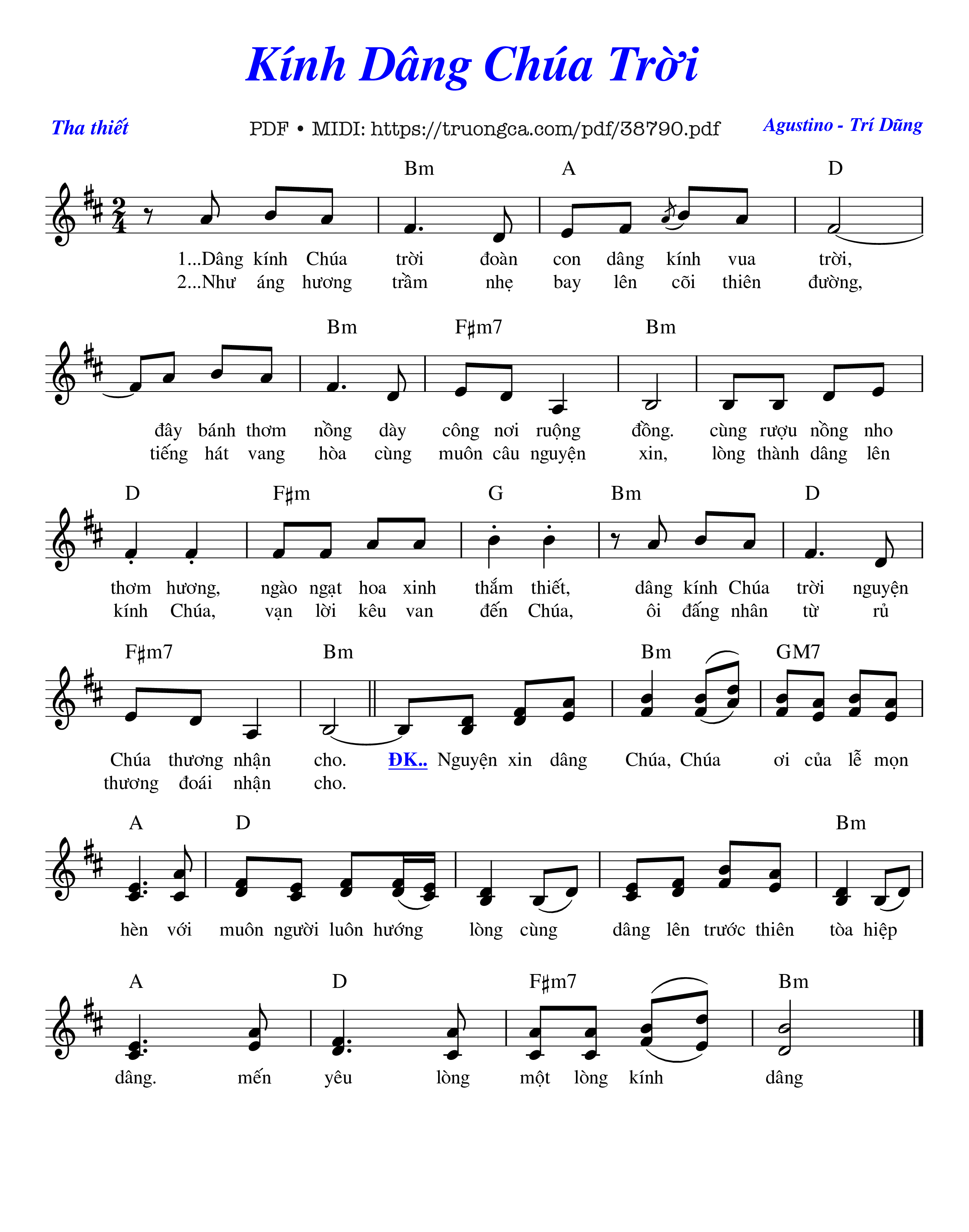 Page 1 of Sheet music PDF Kính Dâng Chúa Trời - Augustino Trí Dũng