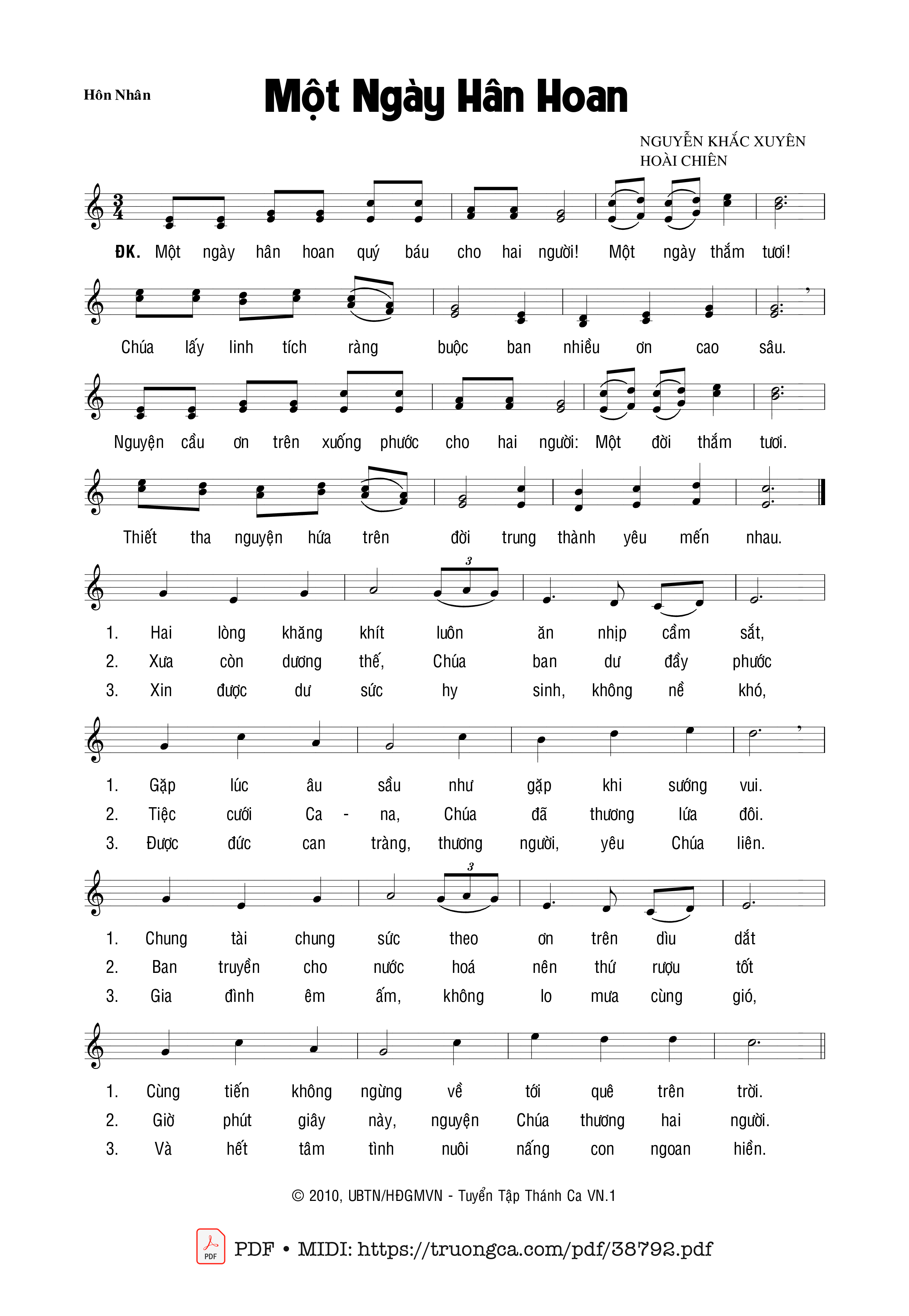 Page 1 of Sheet music PDF Một Ngày Hân Hoan - Hoài Chiên &Amp; Nguyễn Khắc Xuyên