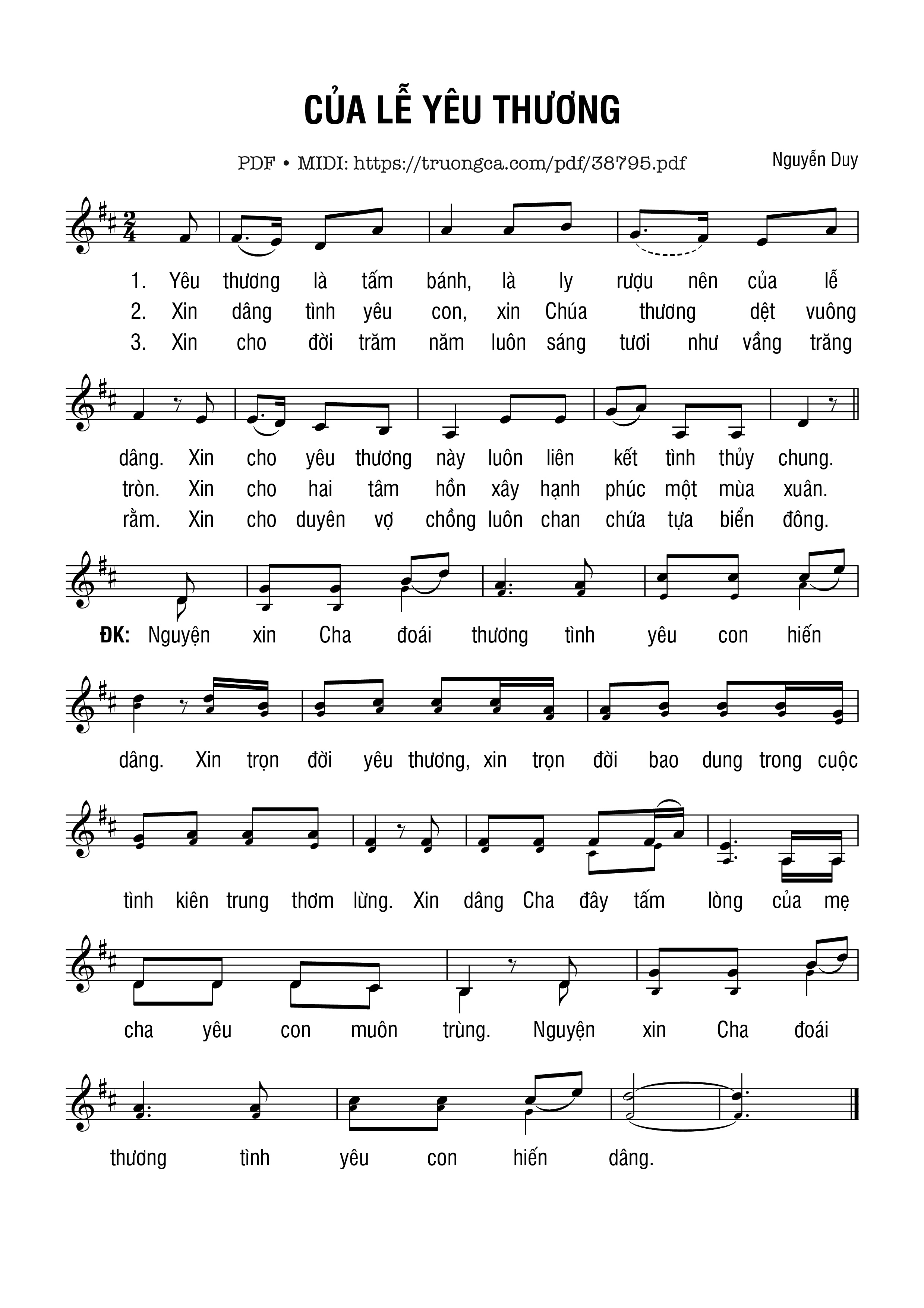 Page 1 of Sheet music PDF Của Lễ Yêu Thương - Nguyễn Duy