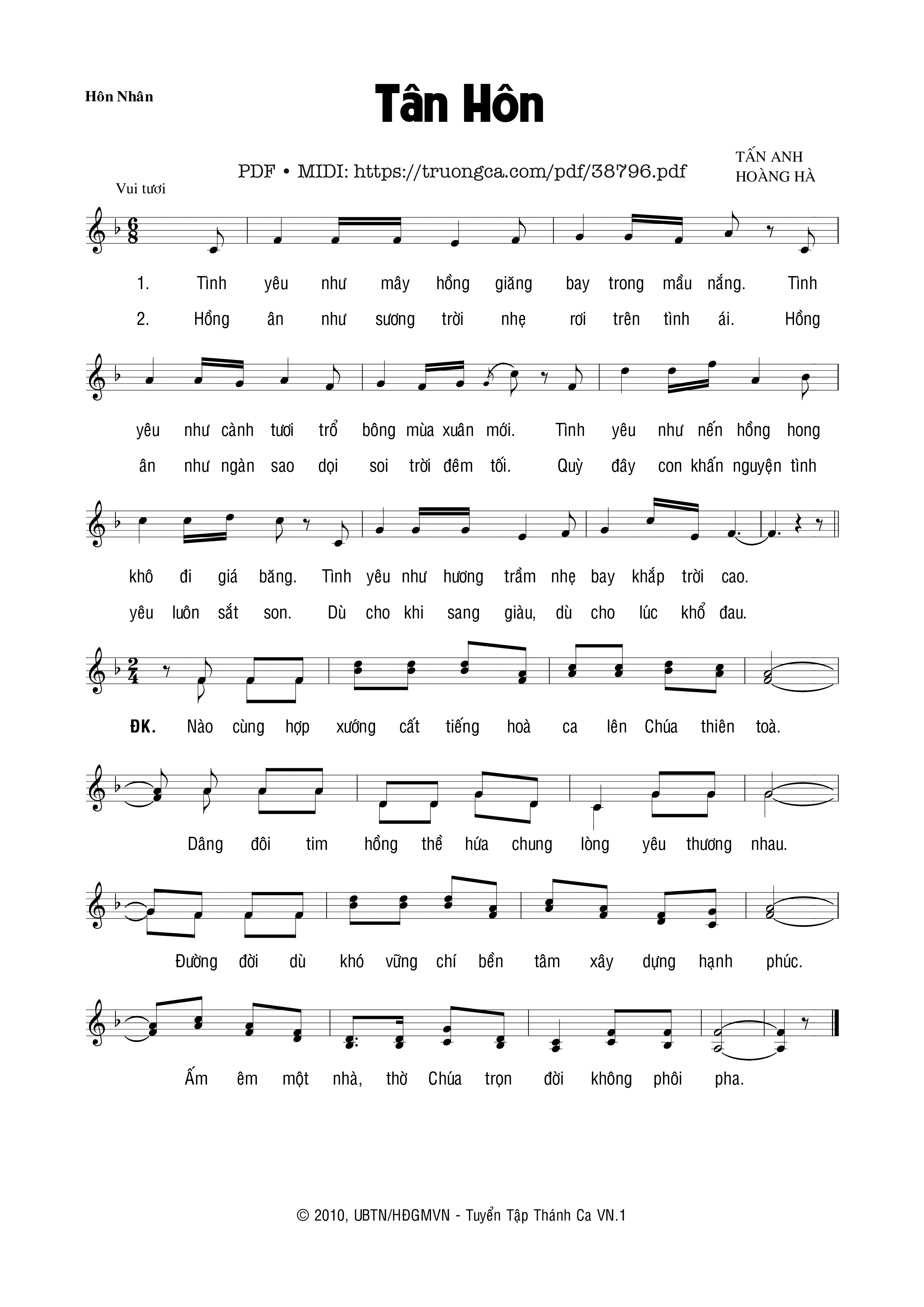 Page 1 of Sheet music PDF Tân Hôn - Tấn Anh &Amp; Hoàng Hà