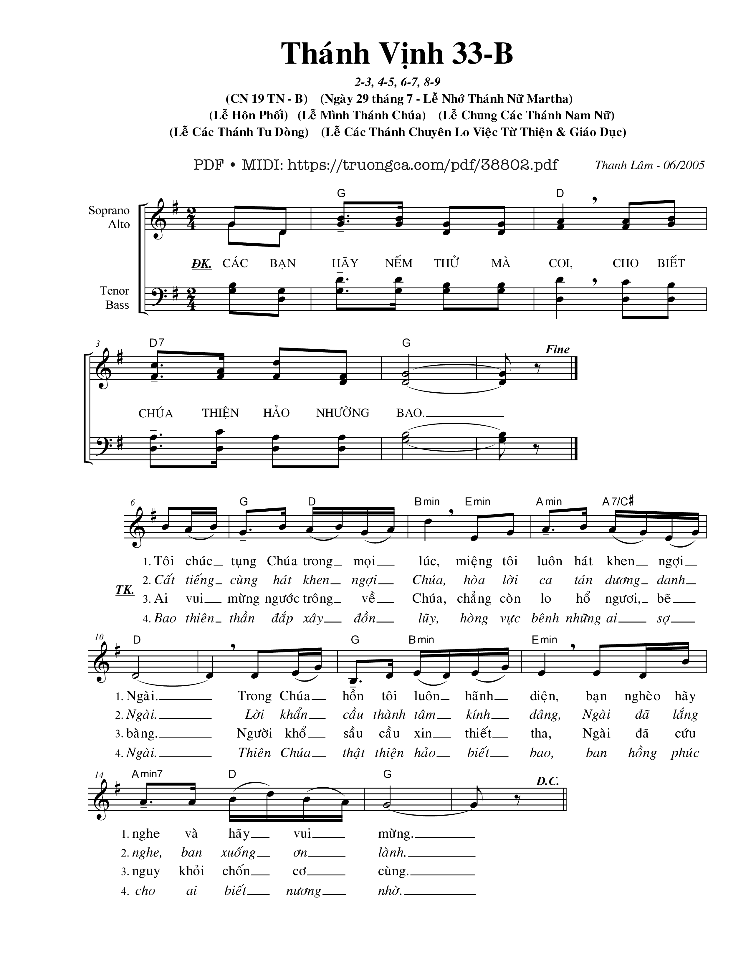 Page 1 of Sheet music PDF Thánh Vịnh 33, Lễ Hôn Phối - Thanh Lâm
