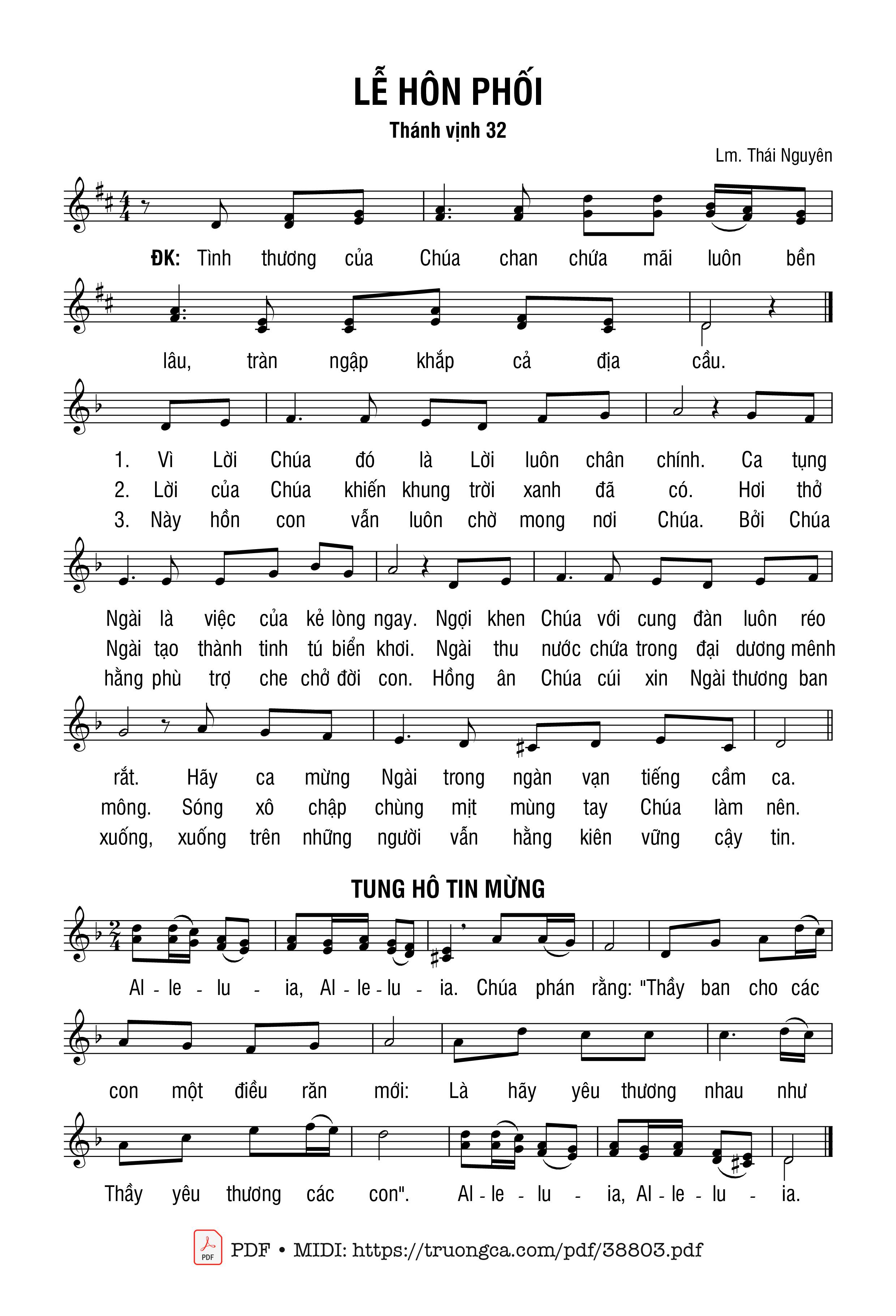 Page 1 of Sheet music PDF Thánh Vịnh 32, Lễ Hôn Phối - Thái Nguyên