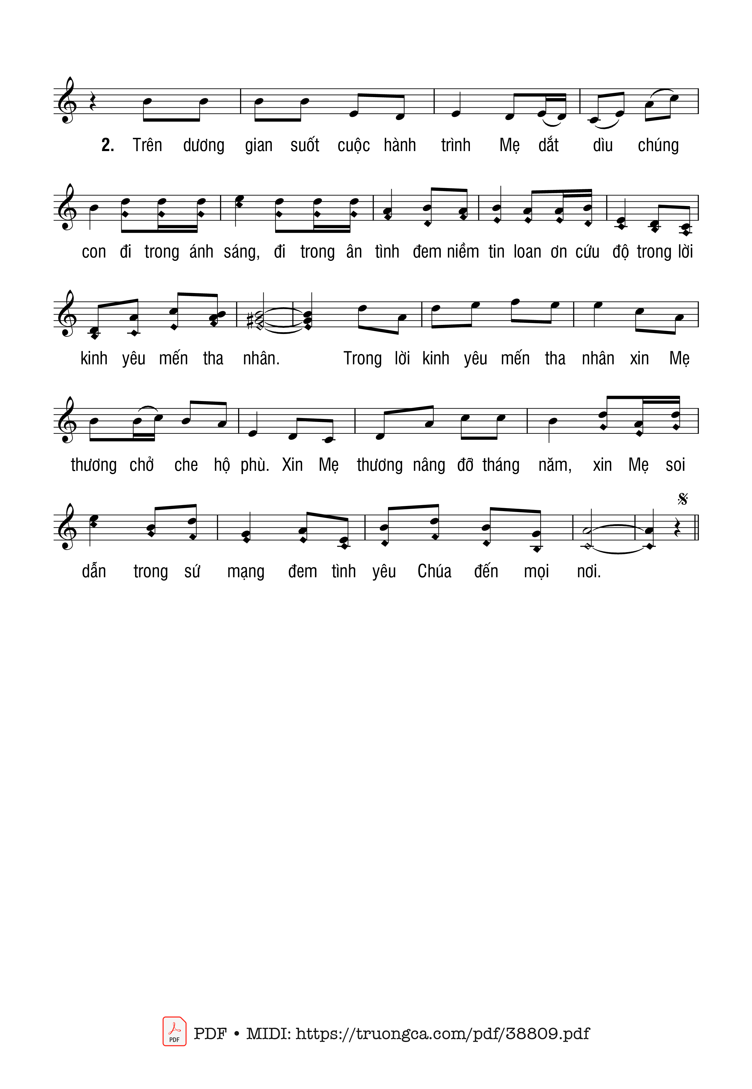 Page 2 of Sheet music PDF Mẹ Vô Nhiễm - Ngọc Linh
