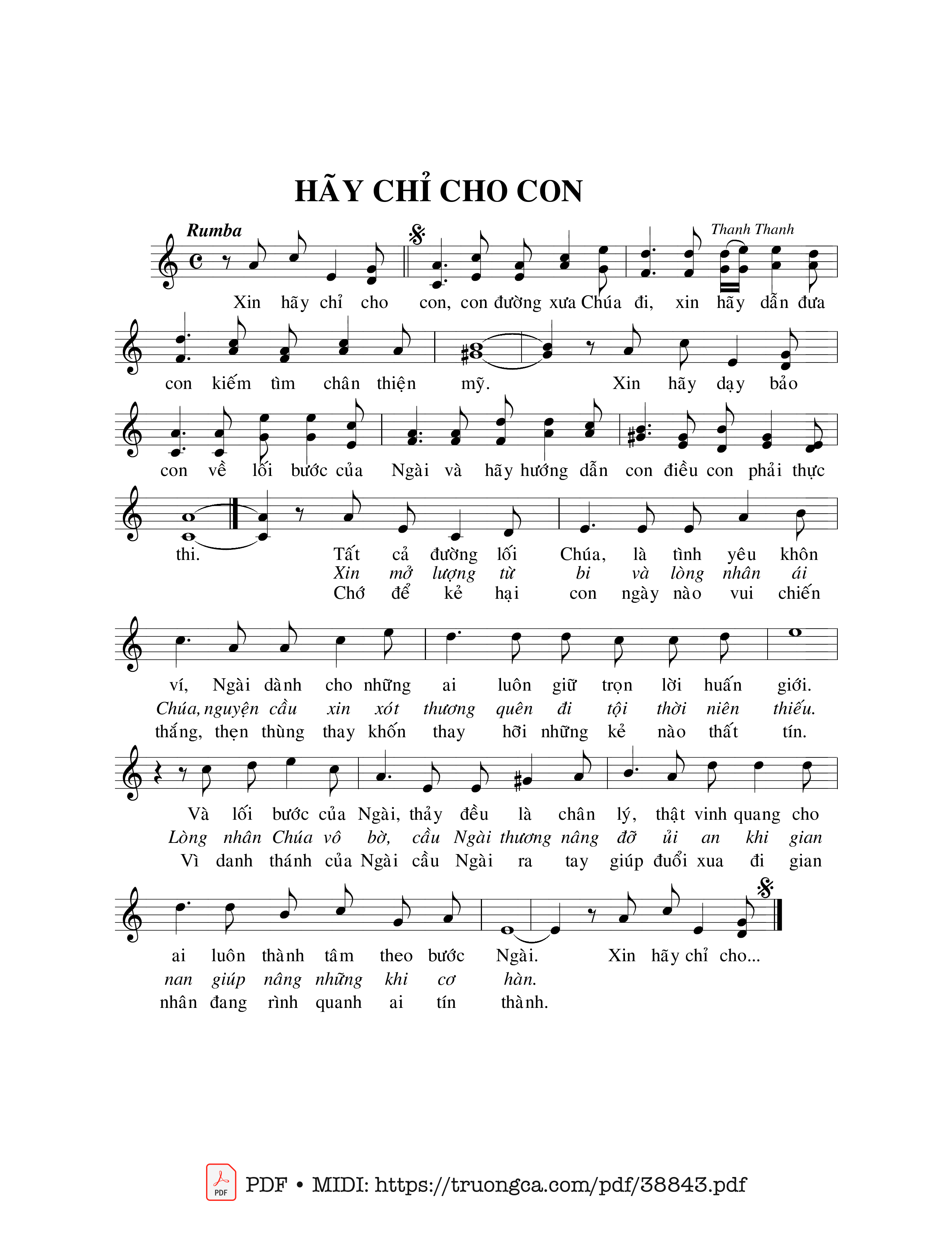 Page 1 of Sheet music PDF Hãy Chỉ Cho Con - Thanh Thanh