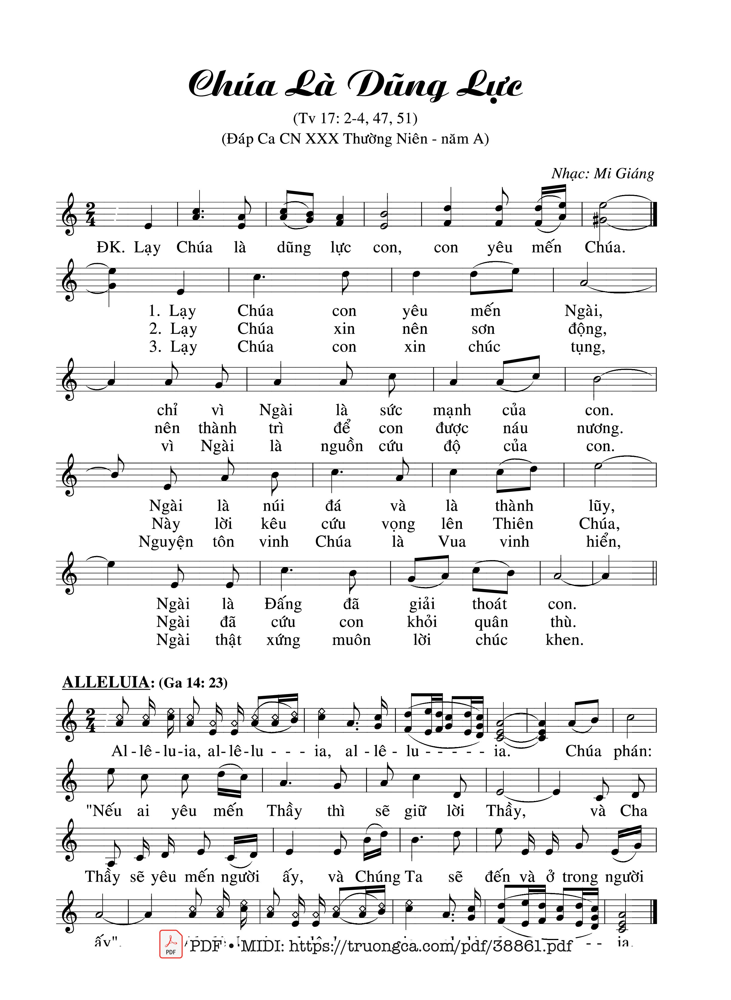Page 1 of Sheet music PDF Thánh Vịnh 17, Chúa Là Dũng Lực - Mi Giáng