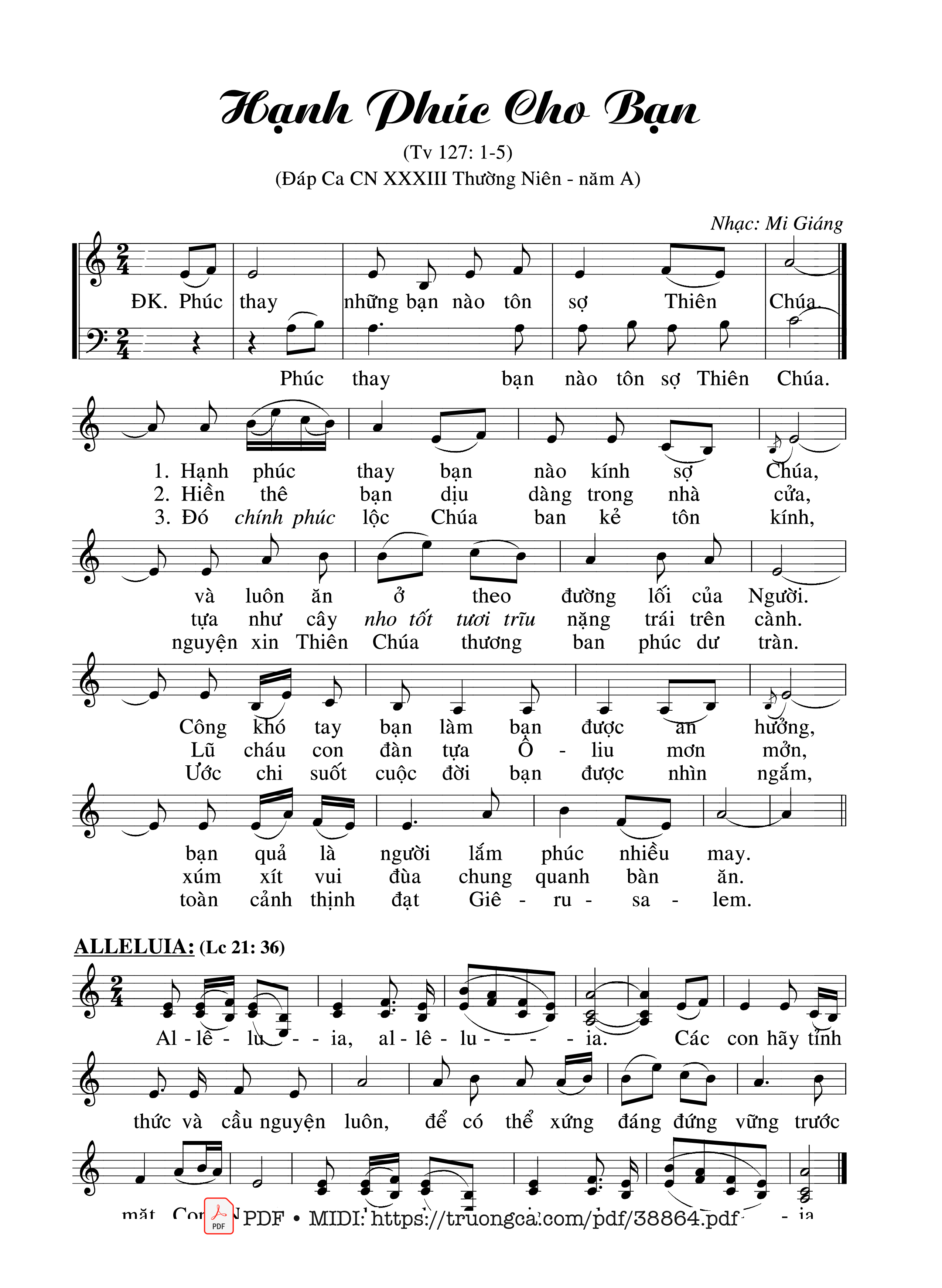Page 1 of Sheet music PDF Thánh Vịnh 127, Hạnh Phúc Cho Bạn - Mi Giáng