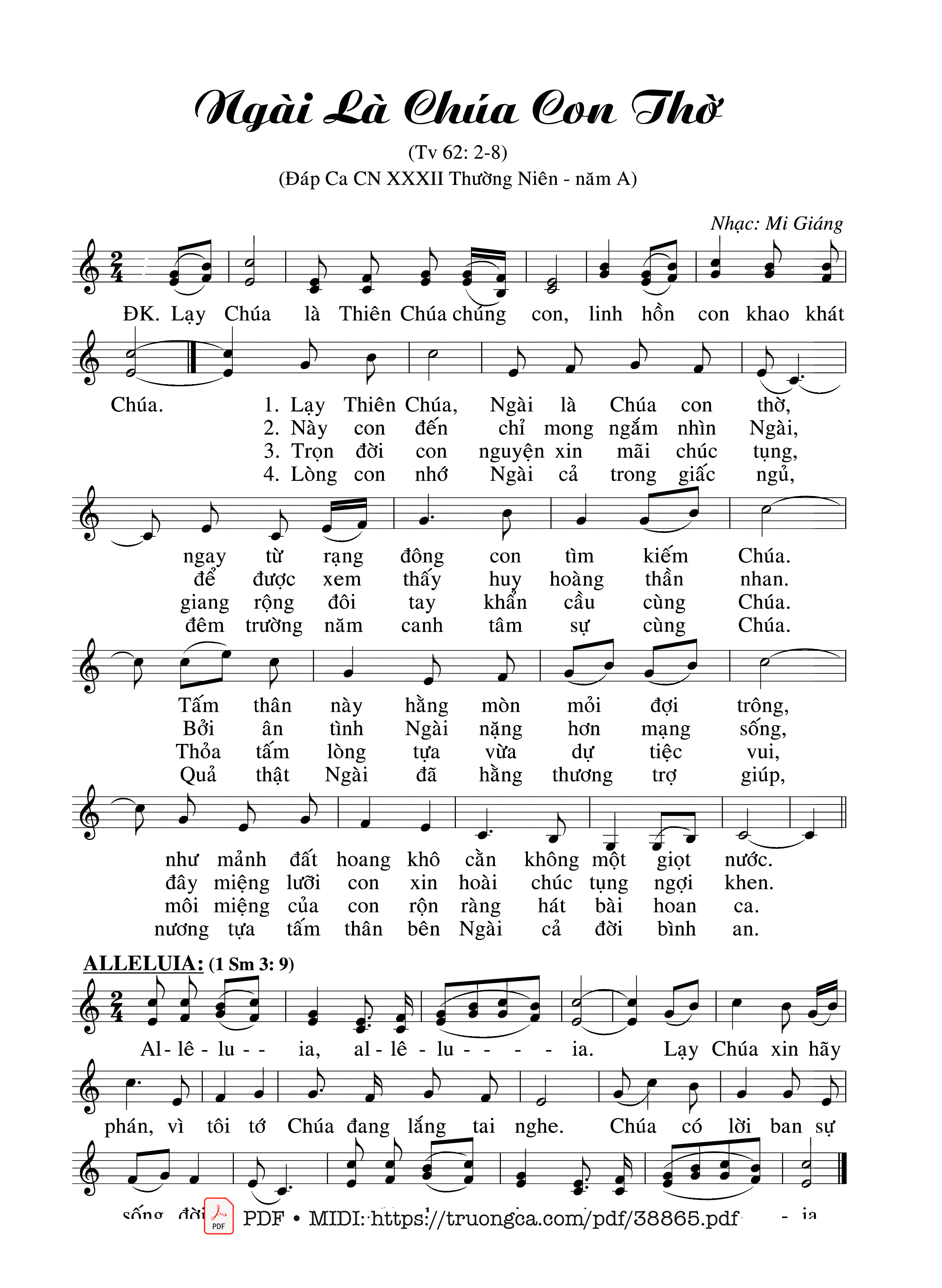 Page 1 of Sheet music PDF Thánh Vịnh 62, Ngài Là Chúa Con Thờ - Mi Giáng