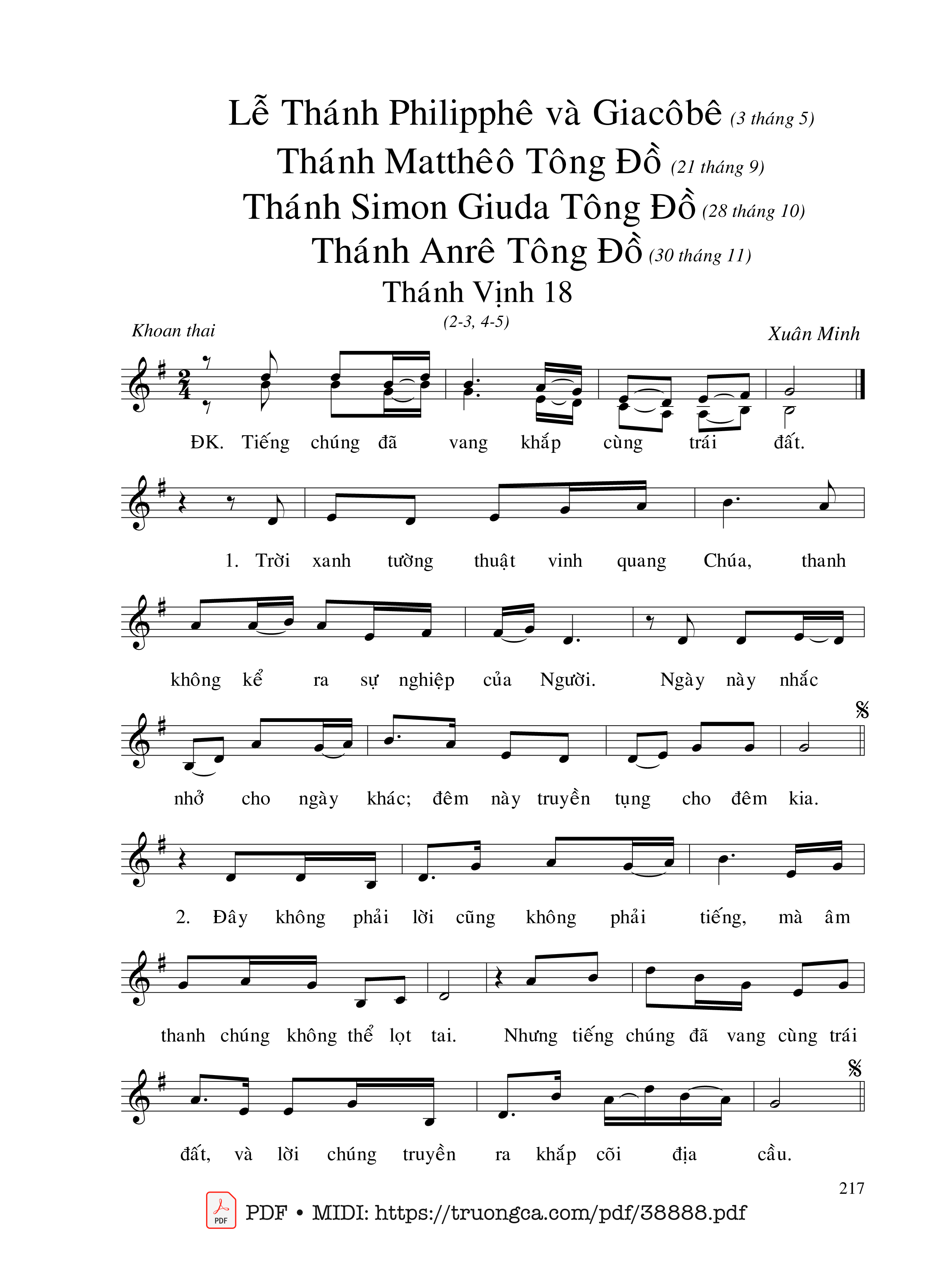 Tiếng chúng đã vang khắp cùng trái đất, Trang 1