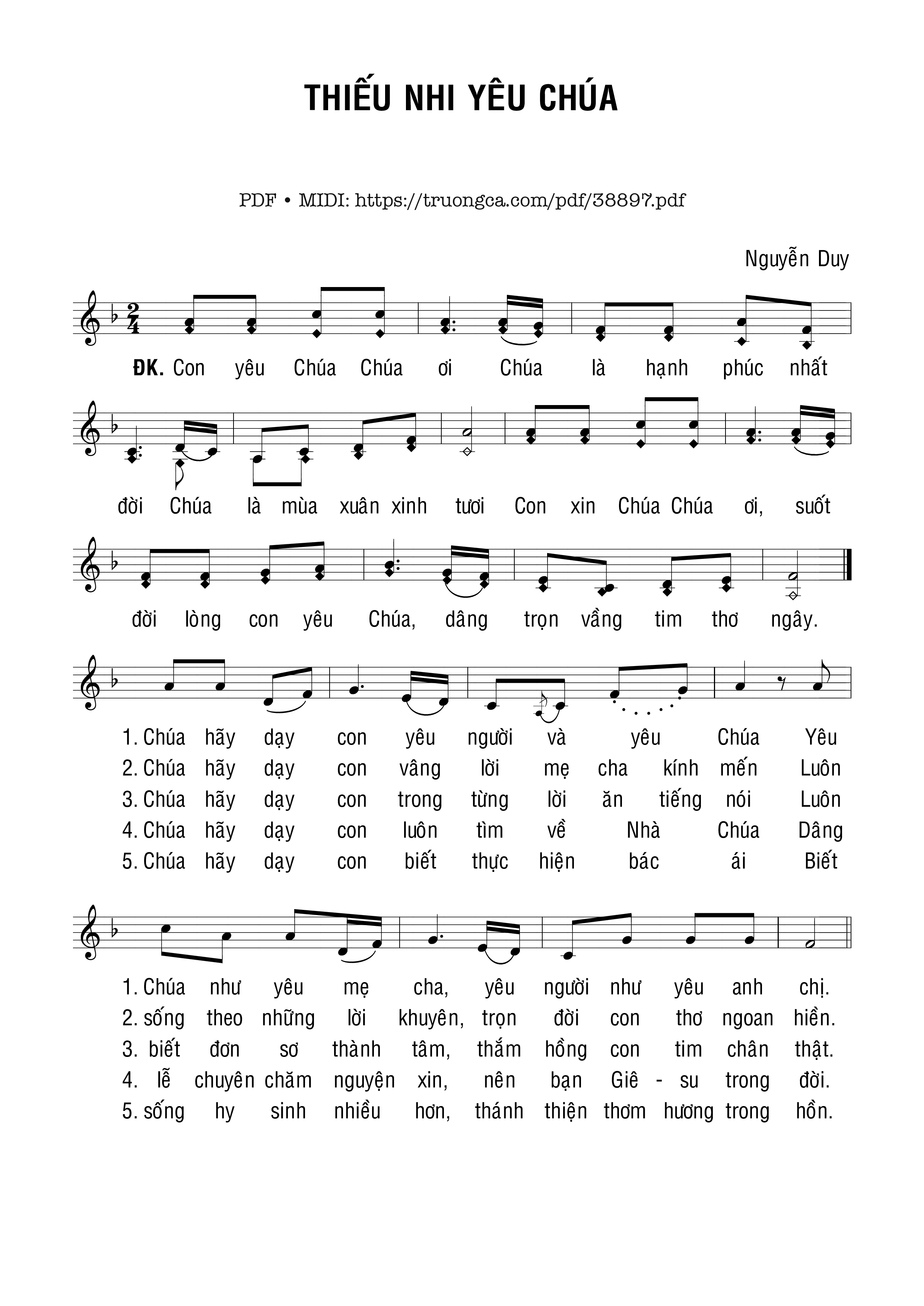 Page 1 of Sheet music PDF Thiếu Nhi Yêu Chúa - Nguyễn Duy