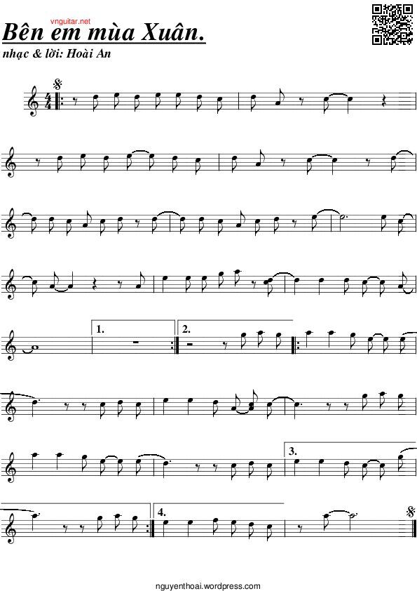 Page 2 of Sheet music PDF Bên em mùa xuân - Hoài An