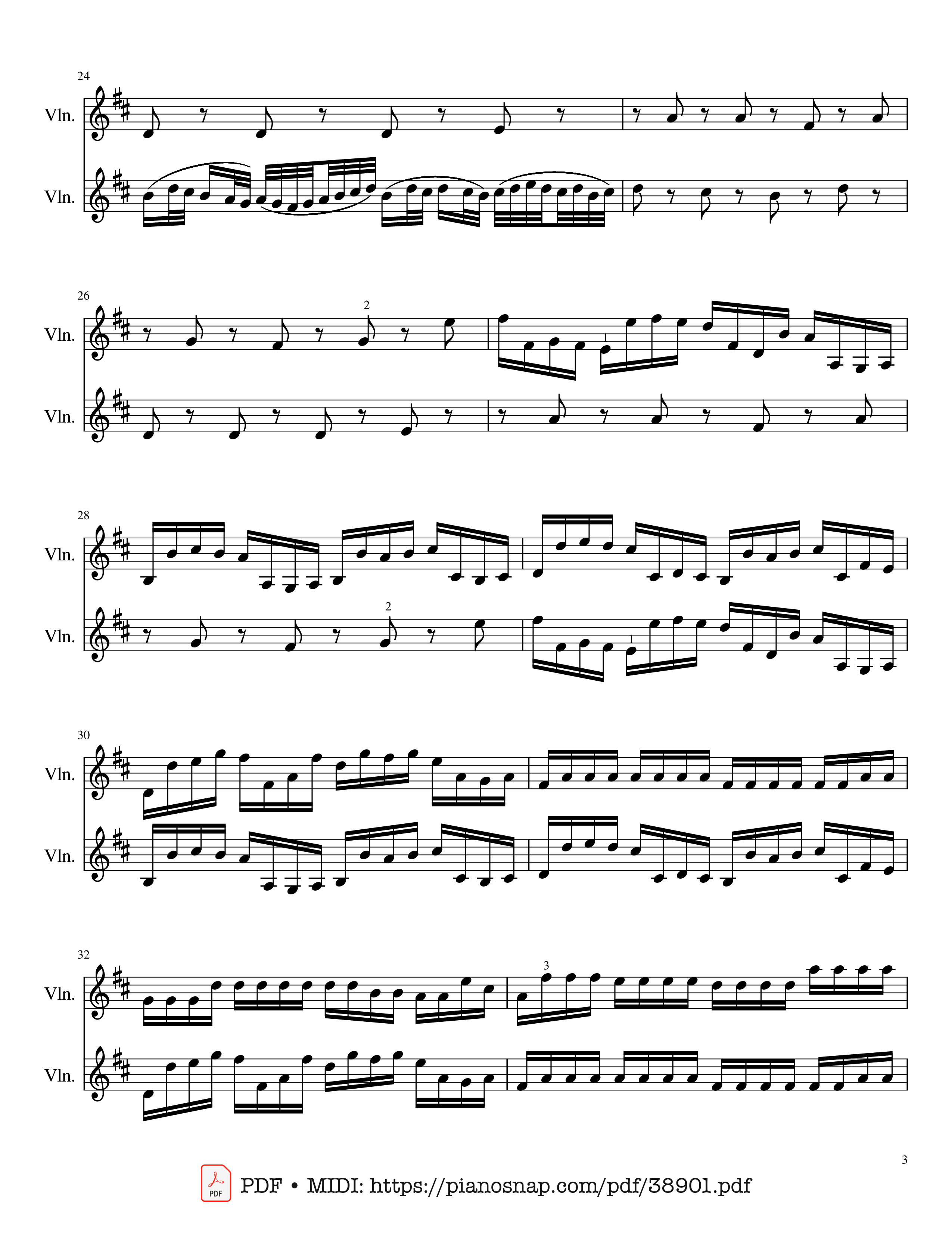 Page 3 of Sheet music PDF Canon in D Violin Duet - Johann Pachelbel