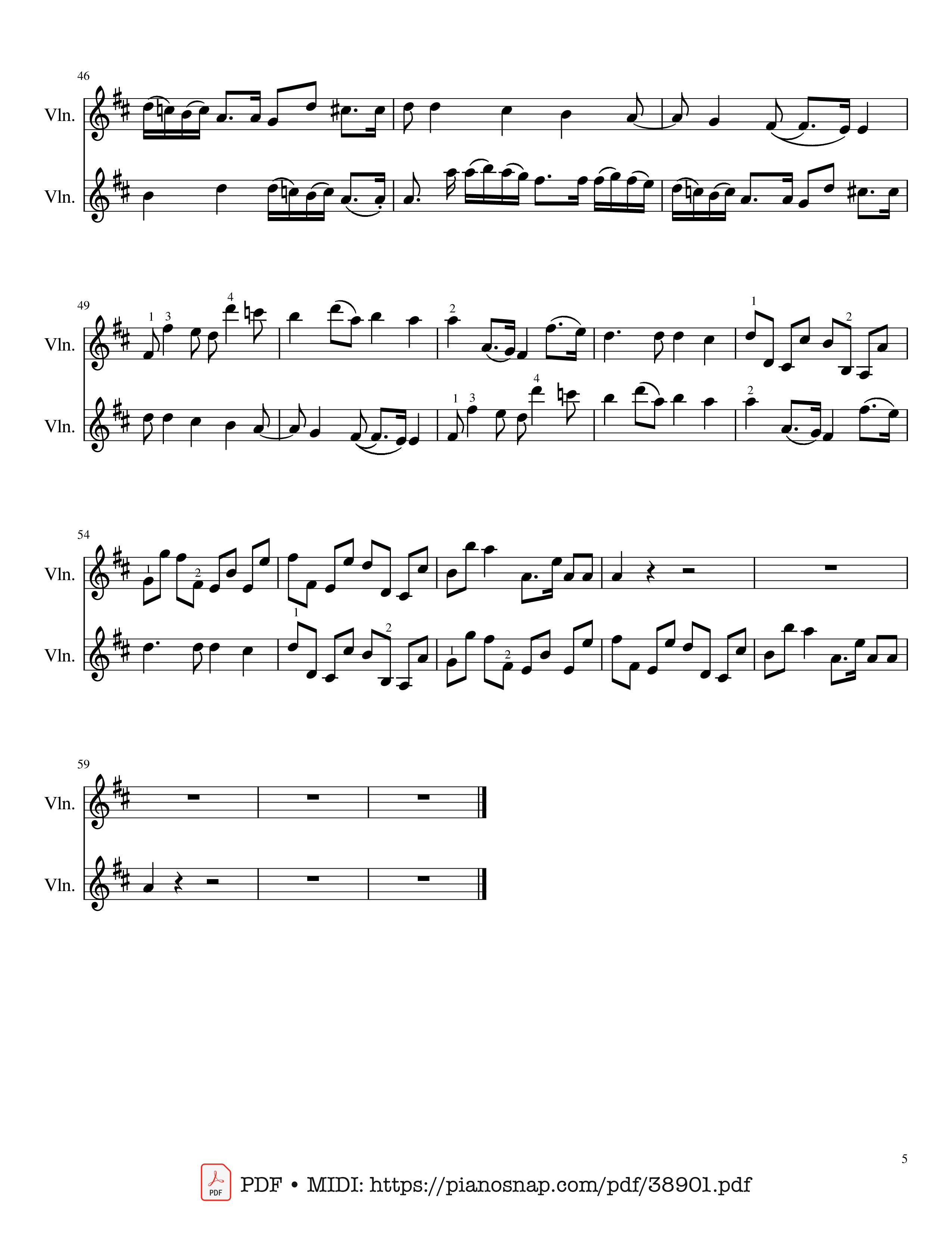 Page 5 of Sheet music PDF Canon in D Violin Duet - Johann Pachelbel