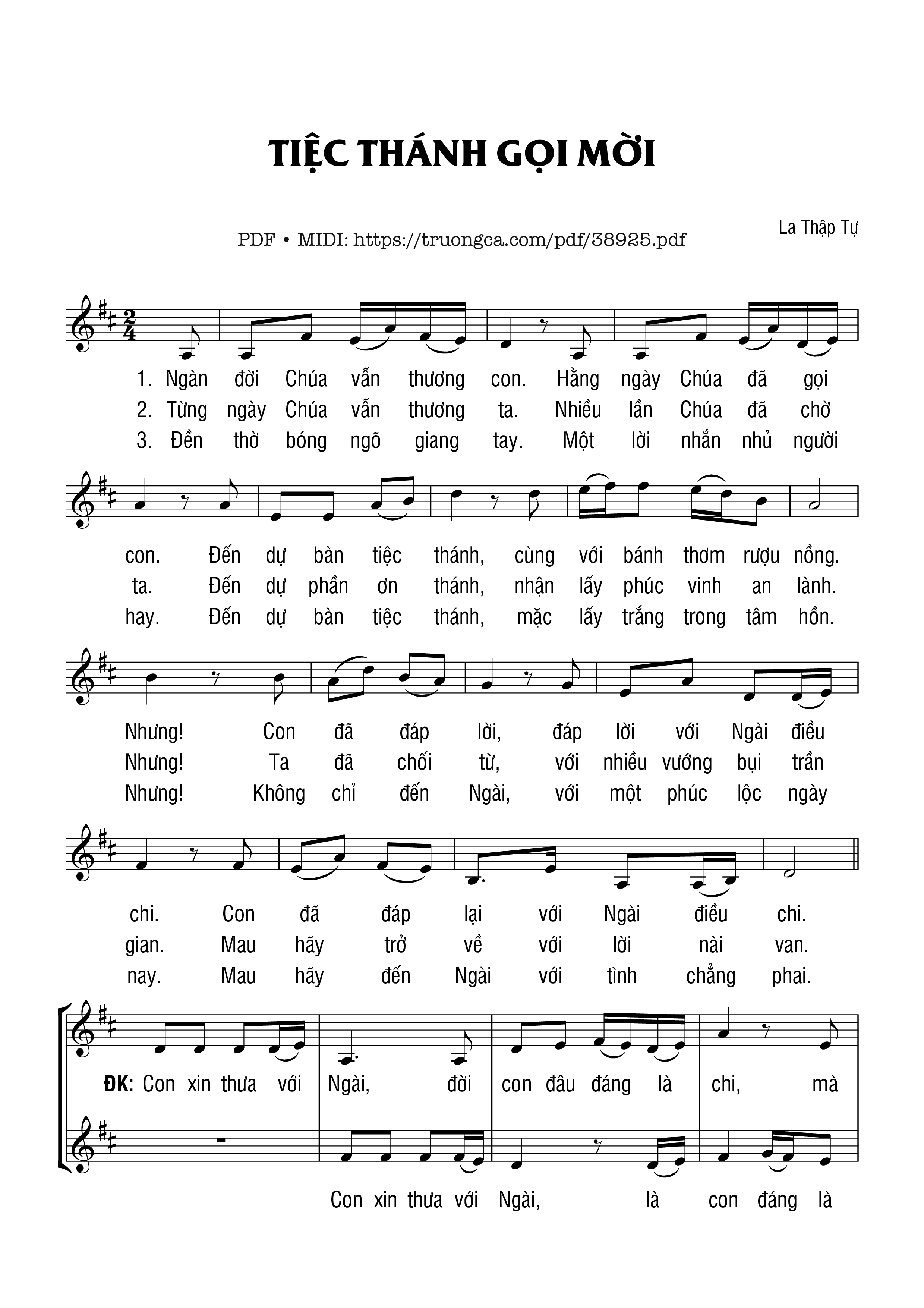 Page 1 of Sheet music PDF Tiệc Thánh Gọi Mời - La Thập Tự