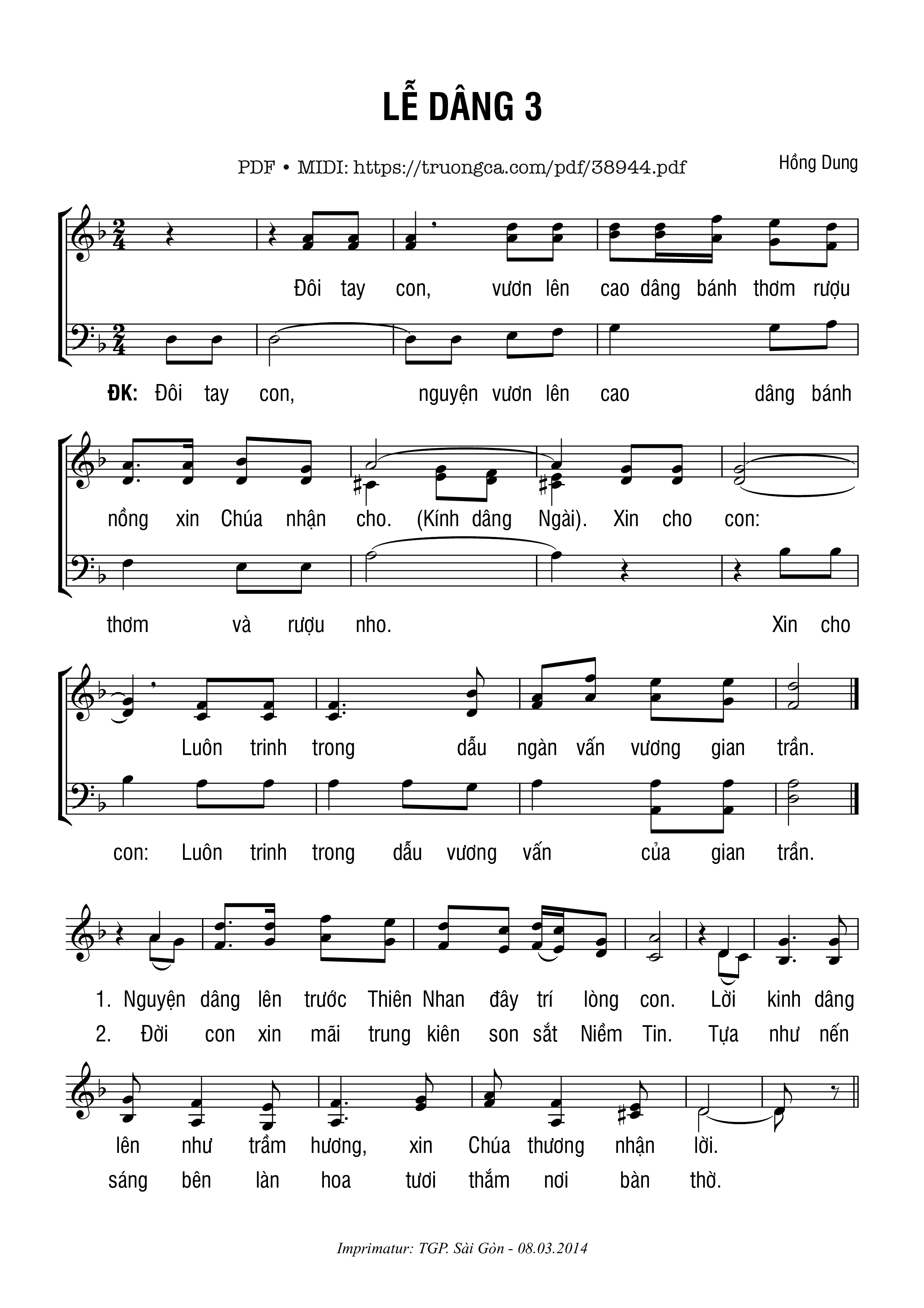 Page 1 of Sheet music PDF Lễ Dâng 3 - Hồng Dung