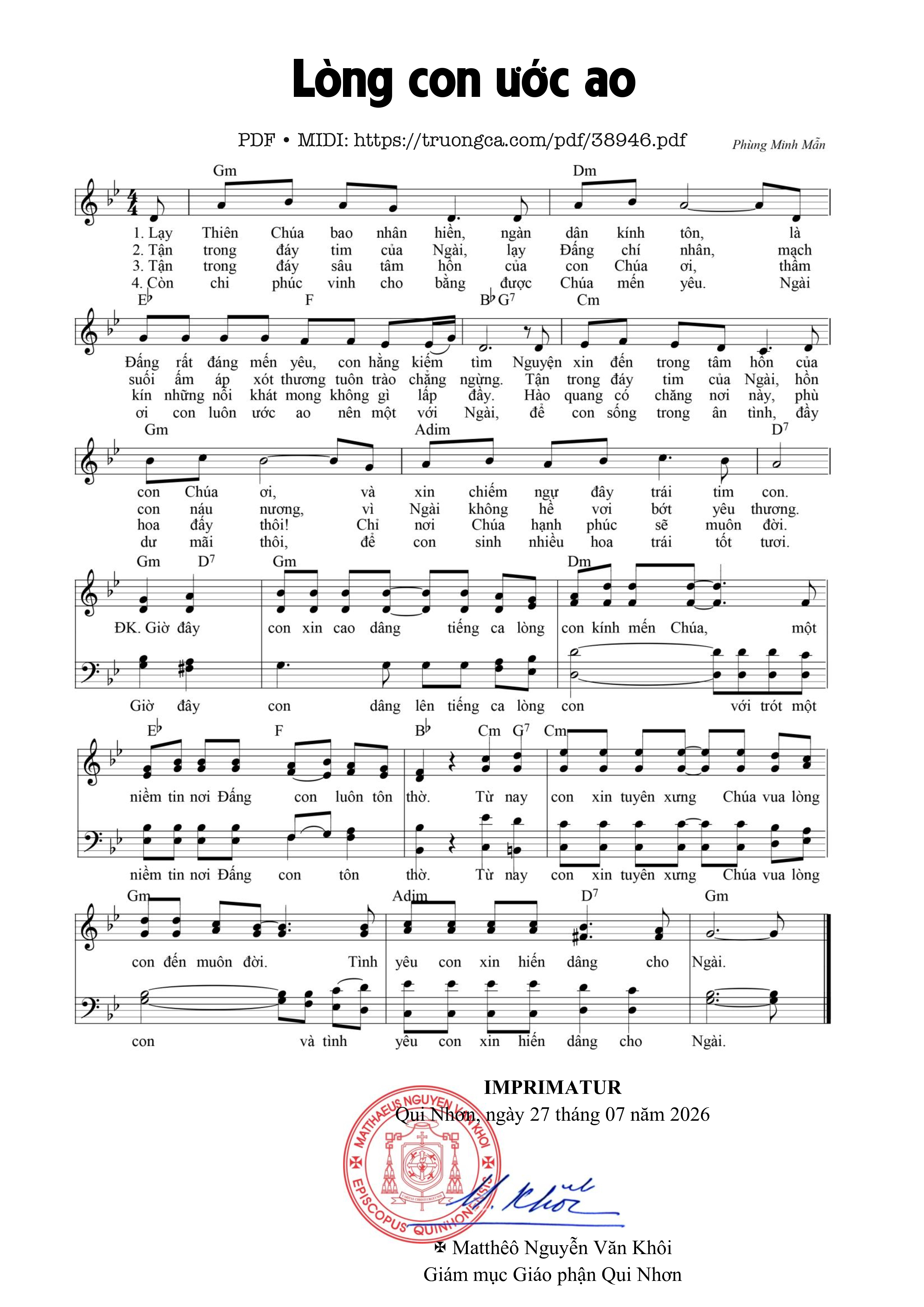 Page 1 of Sheet music PDF Lòng con ước ao - Phùng Minh Mẫn