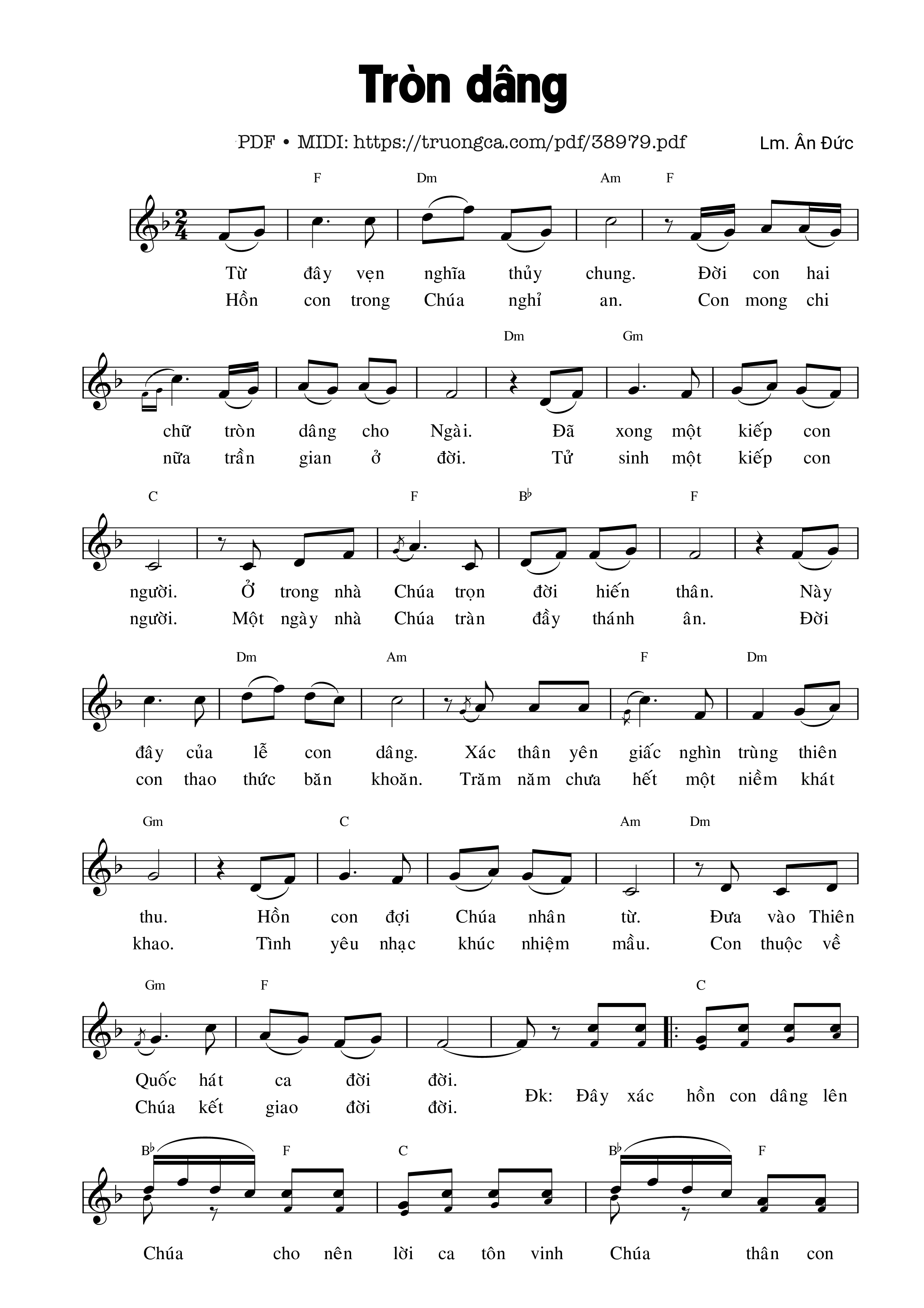 Page 1 of Sheet music PDF Tròn dâng - Ân Đức