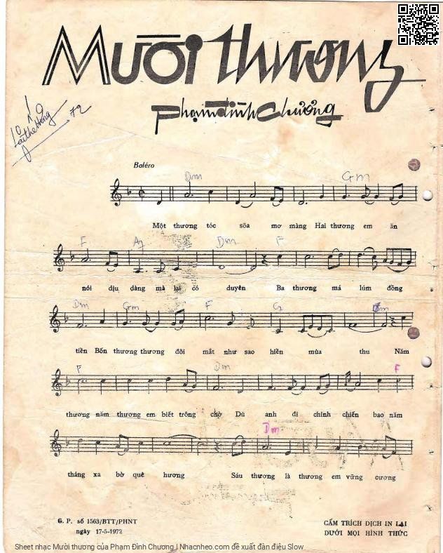 Page 2 of Sheet music PDF Mười thương - Phạm Đình Chương
