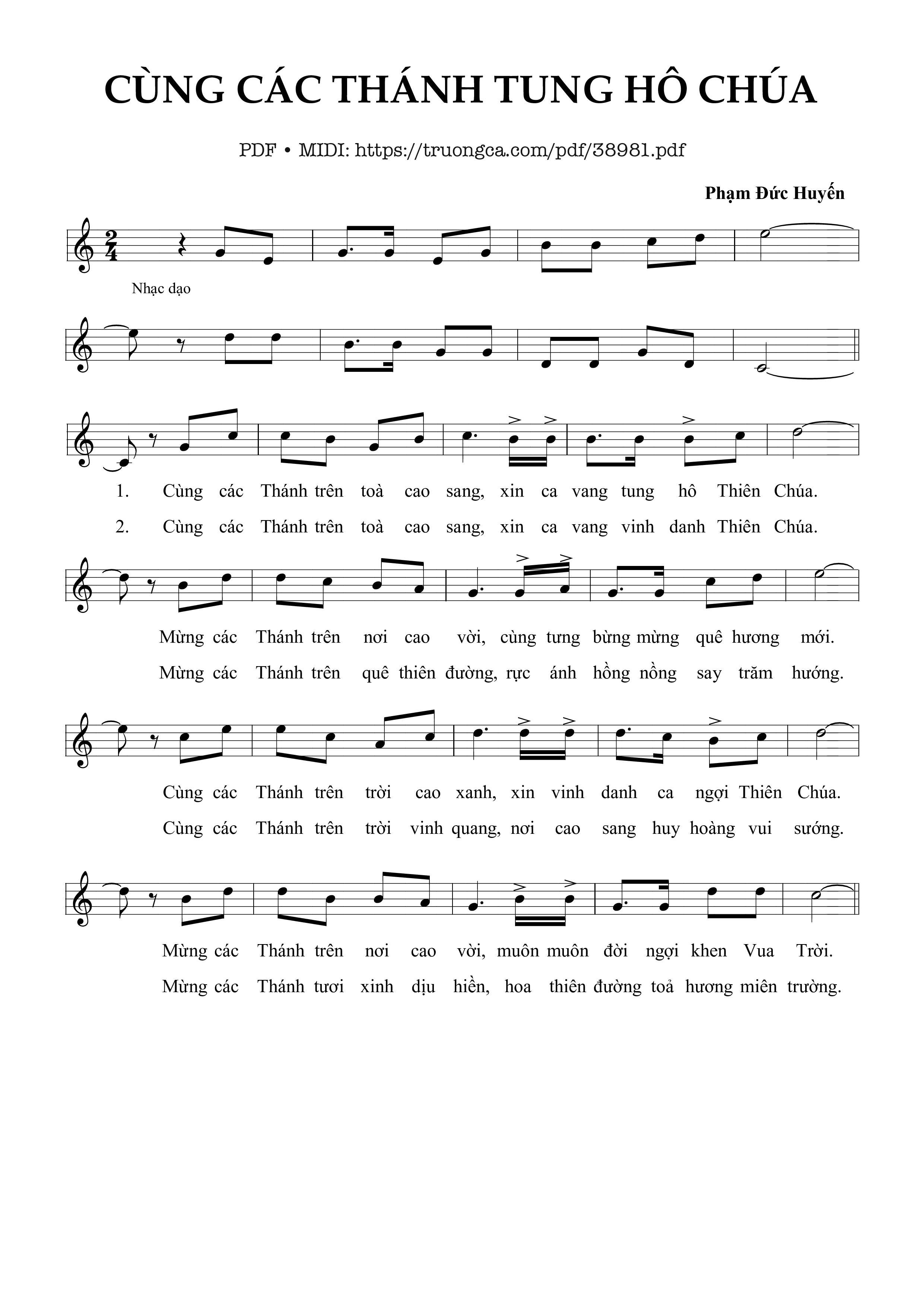 Page 1 of Sheet music PDF Cùng Các Thánh Tung Hô Chúa - Phạm Đức Huyến