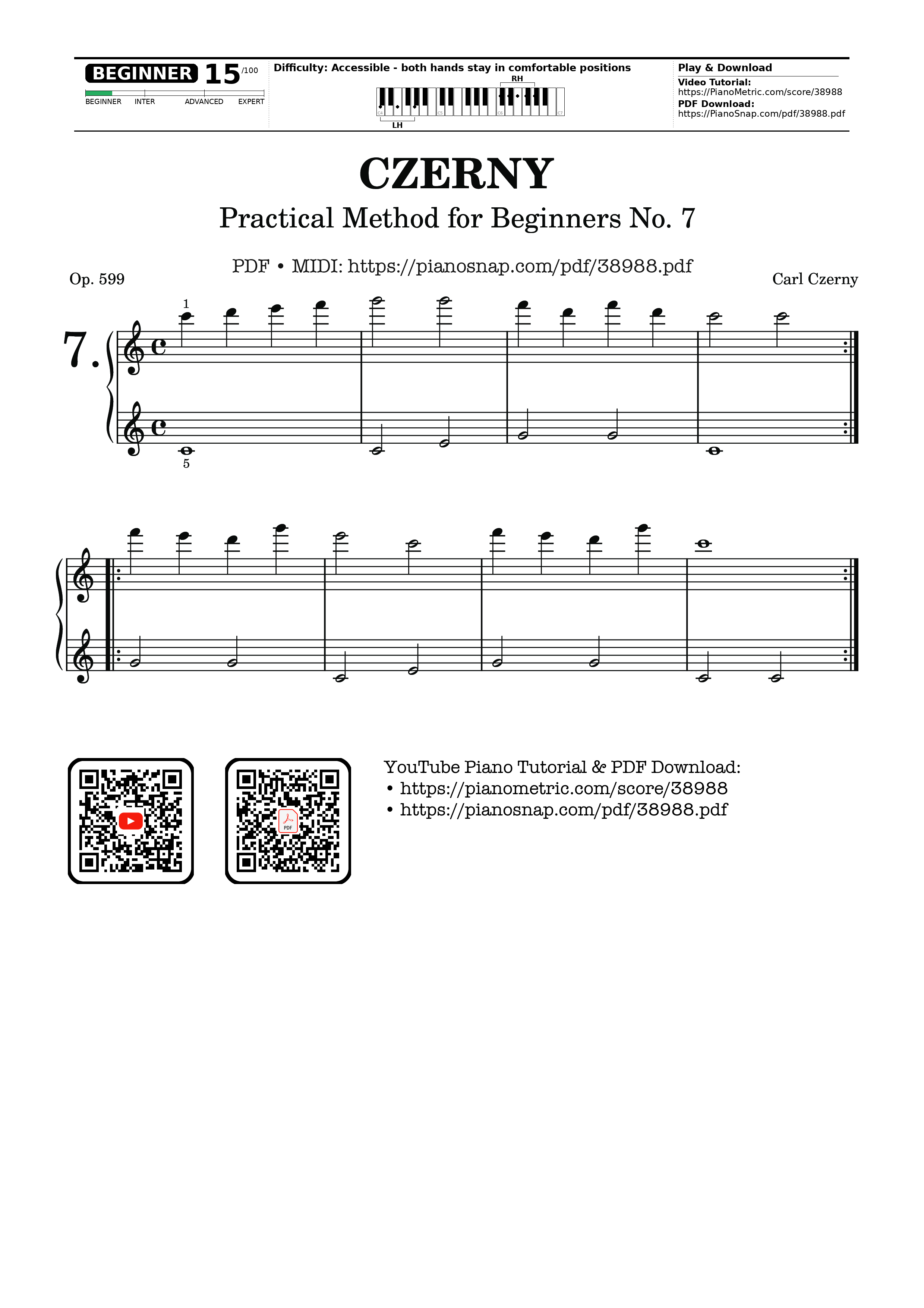 Page 1 of Sheet music PDF CZERNY - Practical Method for Beginners, Op. 599, No. 7 - Carl Czerny