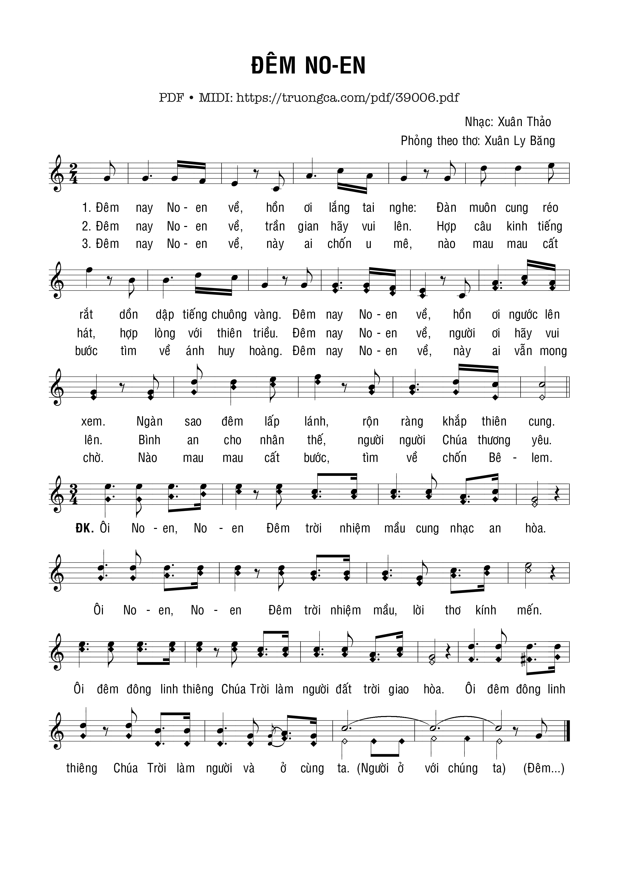 Page 1 of Sheet music PDF Đêm Noel - Xuân Thảo