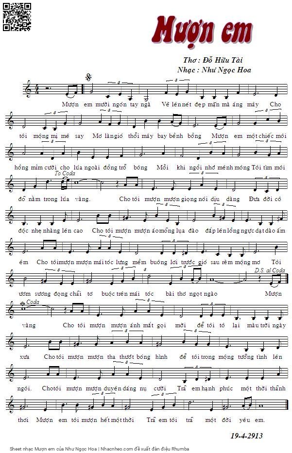 Page 1 of Sheet music PDF Mượn em - Như Ngọc Hoa
