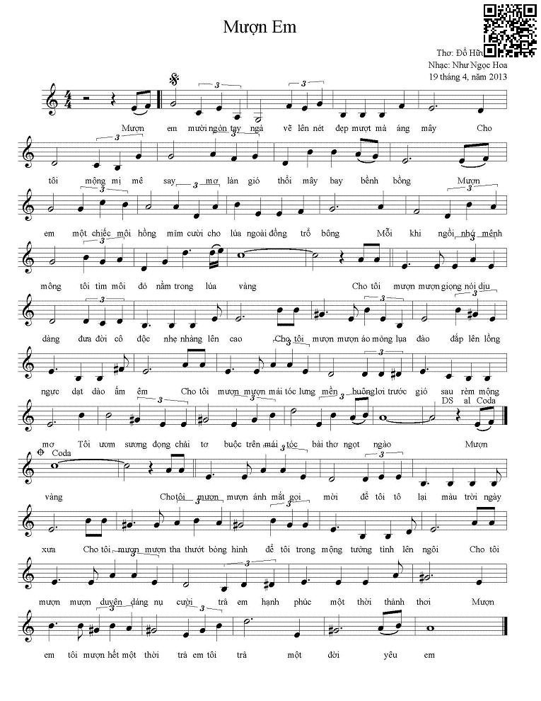 Page 2 of Sheet music PDF Mượn em - Như Ngọc Hoa