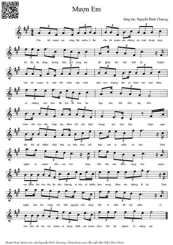 Page 1 of Sheet music PDF Mượn em - Nguyễn Đình Chương