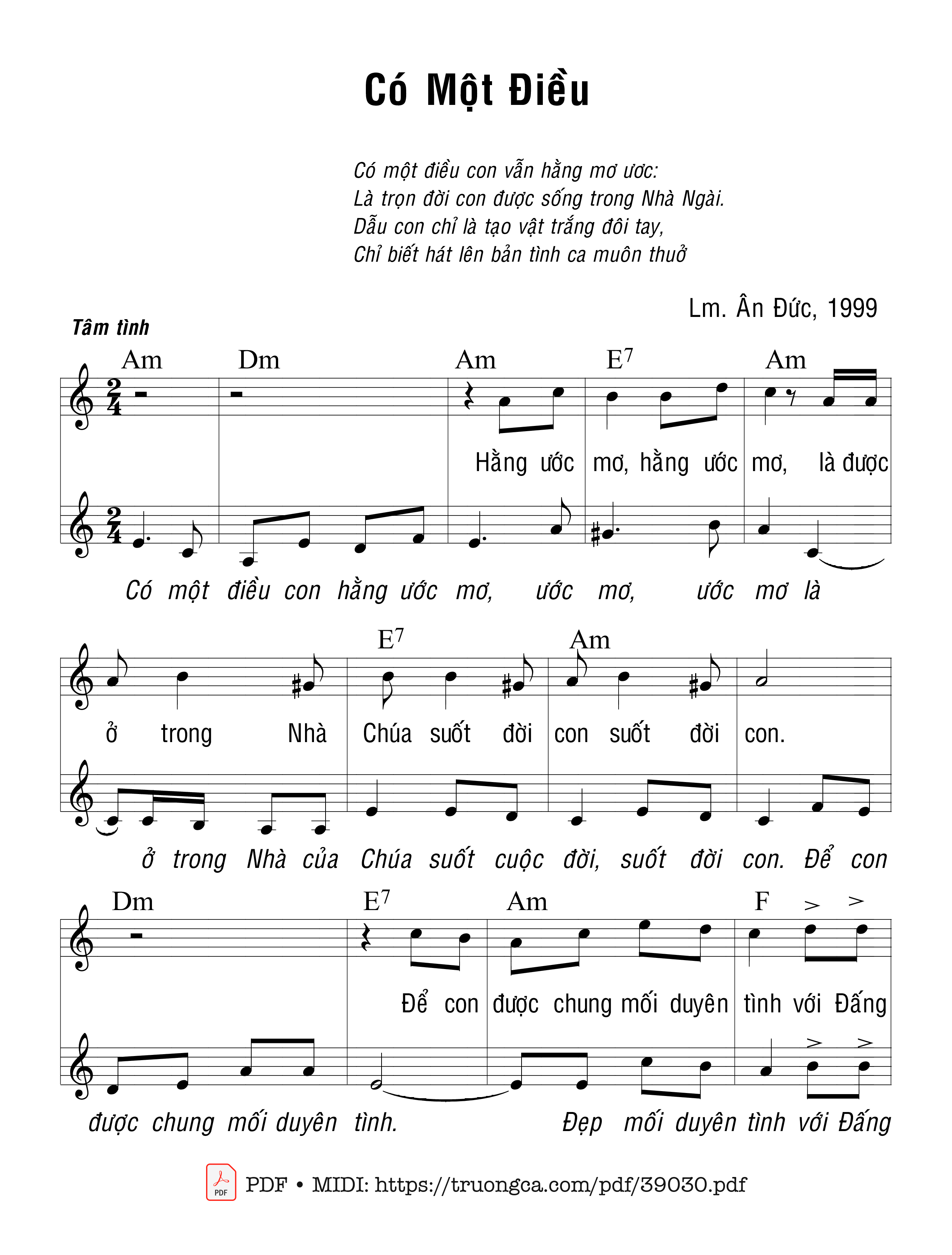 Page 1 of Sheet music PDF Có Một Điều - Ân Đức