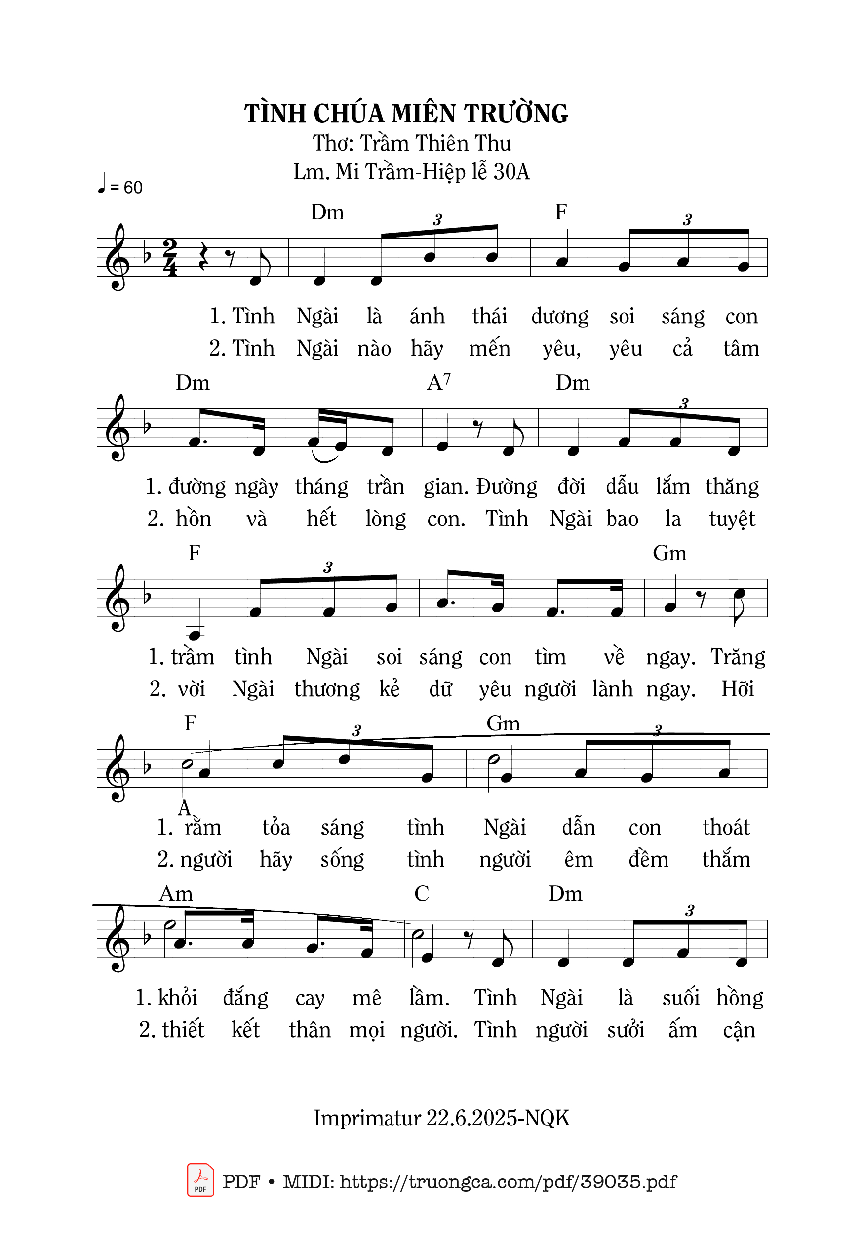 Page 1 of Sheet music PDF Tình Chúa Miên Trường - Mi Trầm