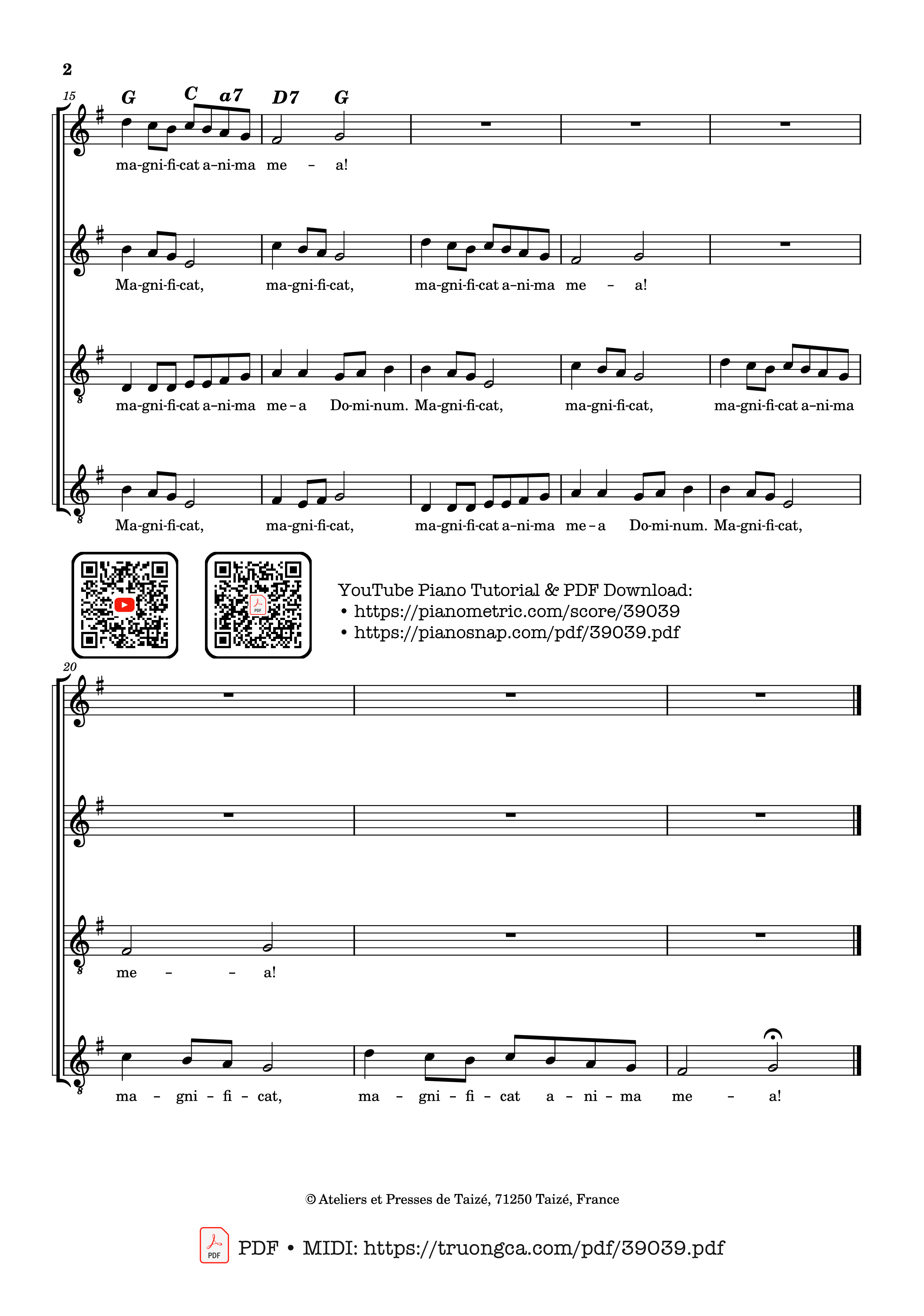 Page 2 of Sheet music PDF Magnificat (canon) - Taizé - Jacques Berthier