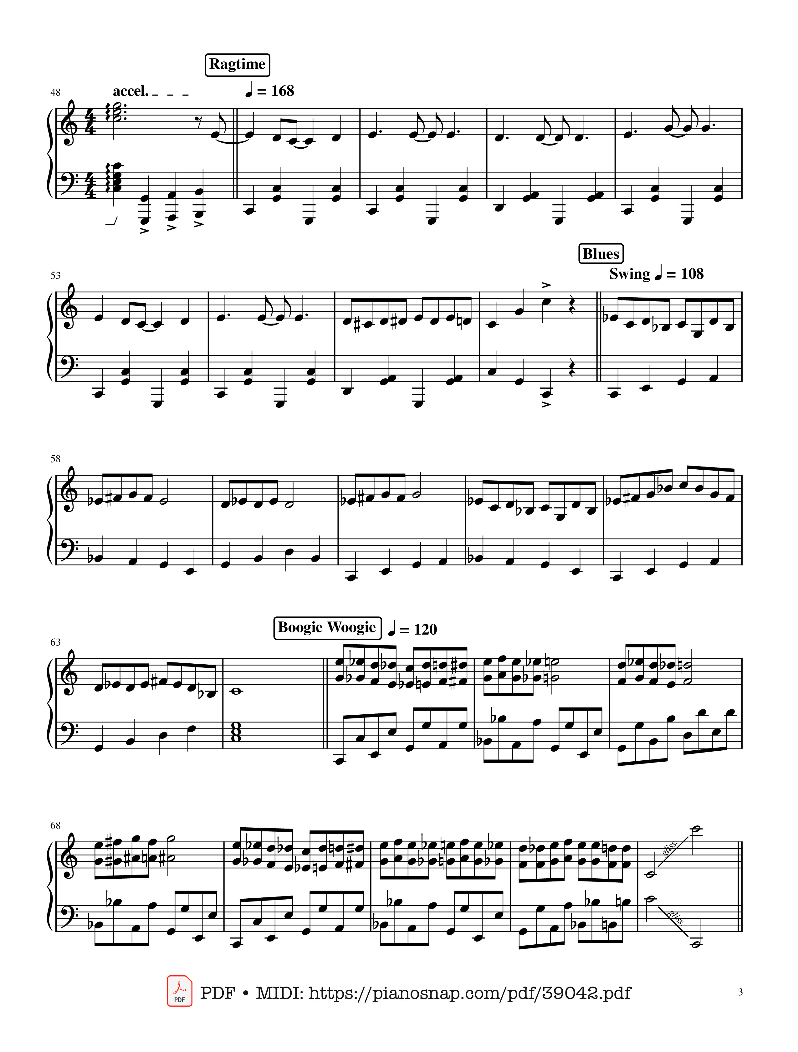 Page 3 of Sheet music PDF Mary had a Little Lamb - variations through time Piano - Words by Sarah Josepha Hale