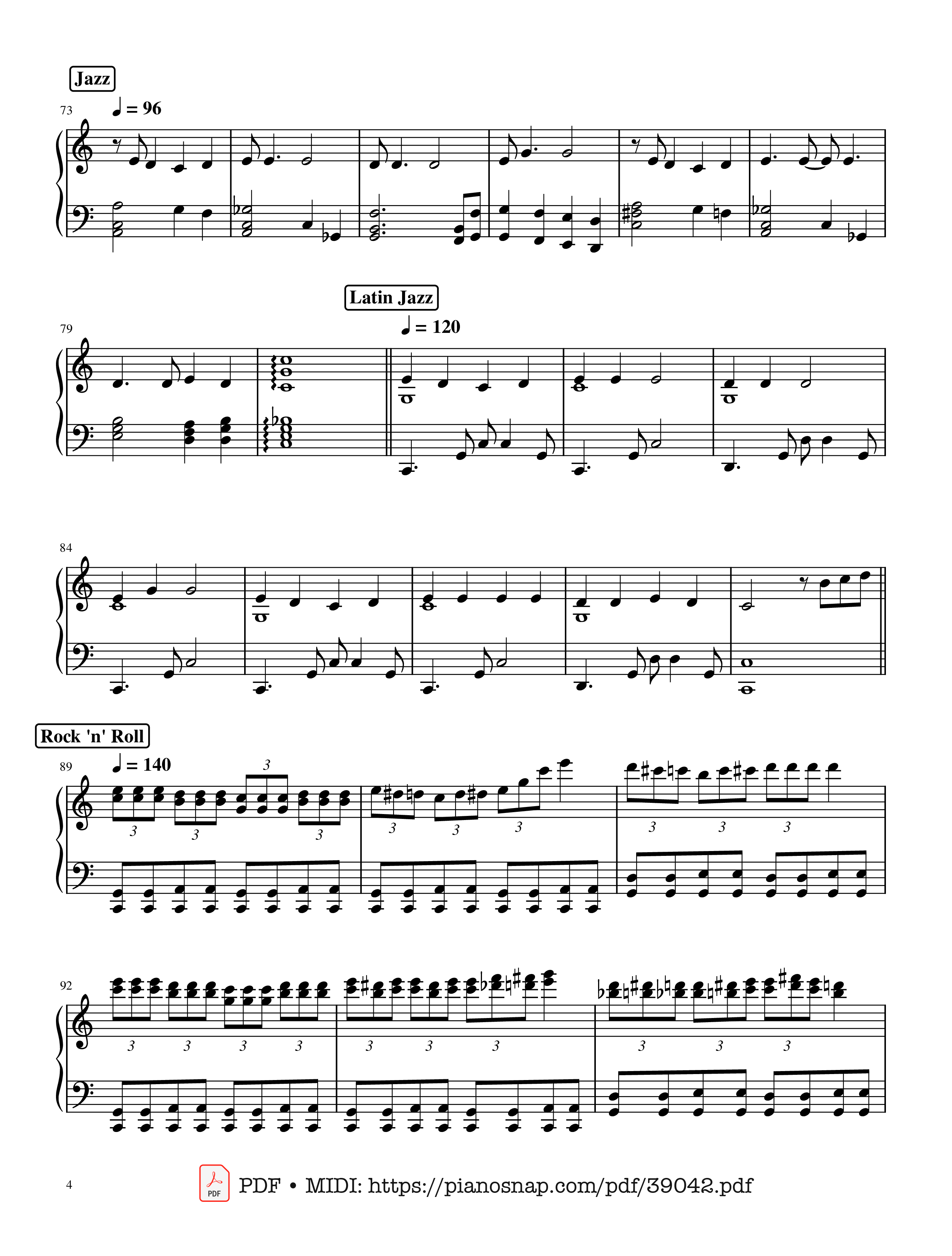 Page 4 of Sheet music PDF Mary had a Little Lamb - variations through time Piano - Words by Sarah Josepha Hale