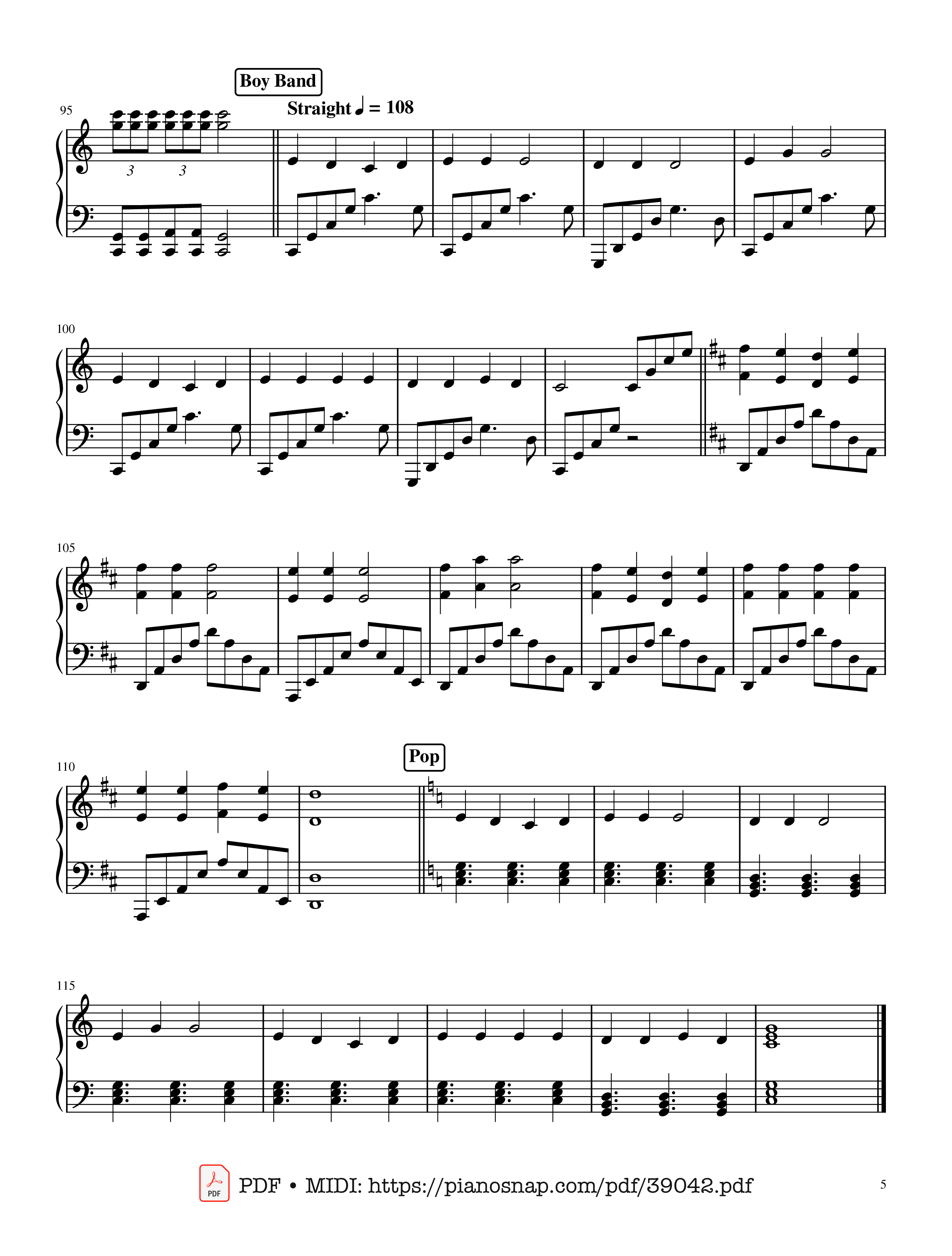 Page 5 of Sheet music PDF Mary had a Little Lamb - variations through time Piano - Words by Sarah Josepha Hale