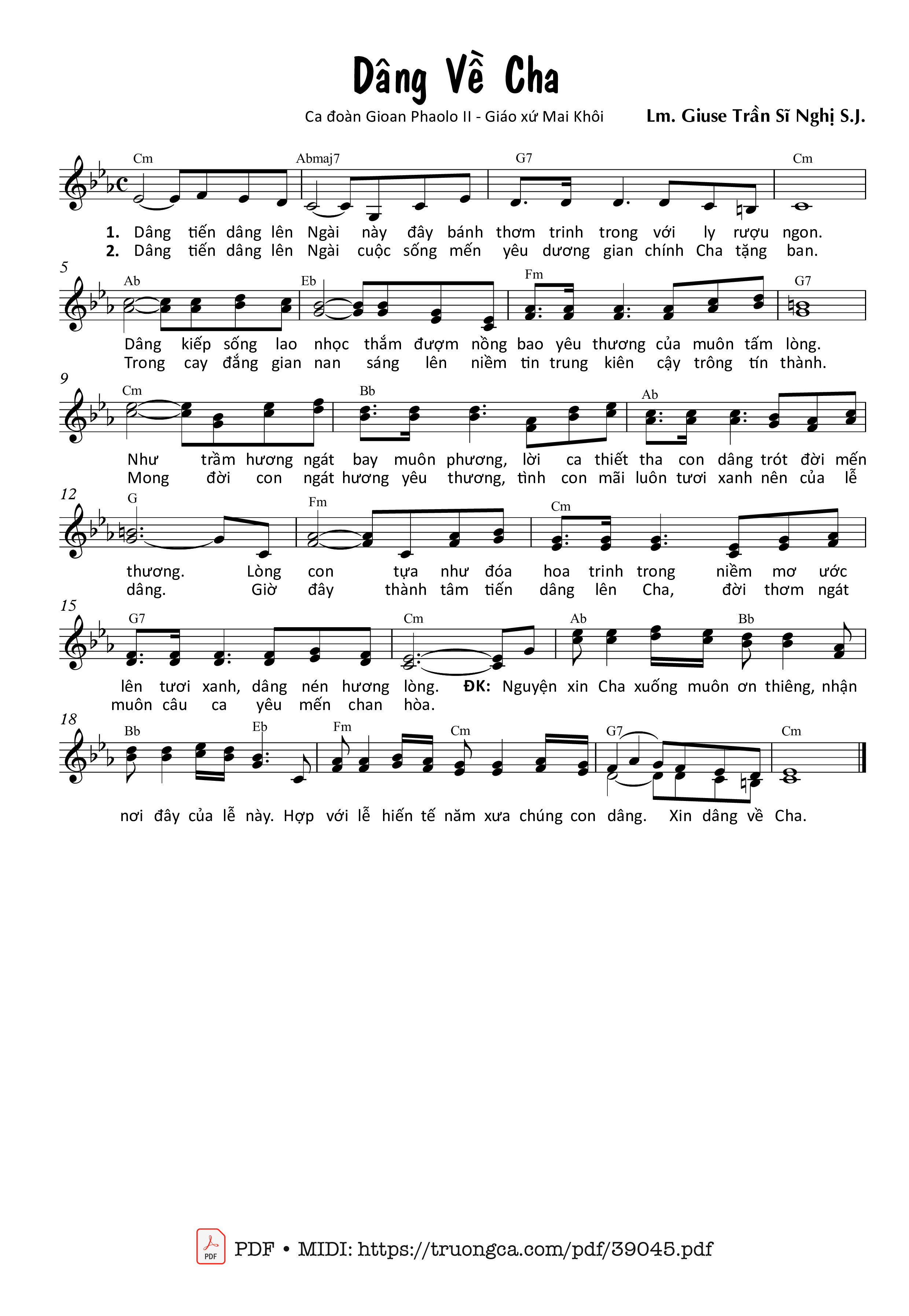 Page 1 of Sheet music PDF Dâng Về Cha - Trần Sĩ Nghị